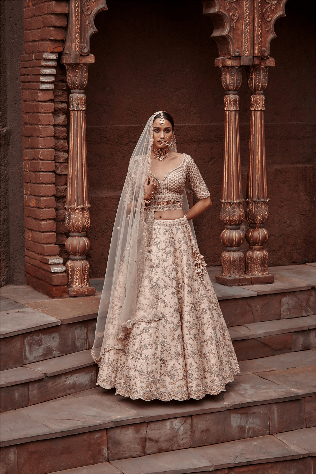 Blush Pink Raw Silk Lehenga  Set