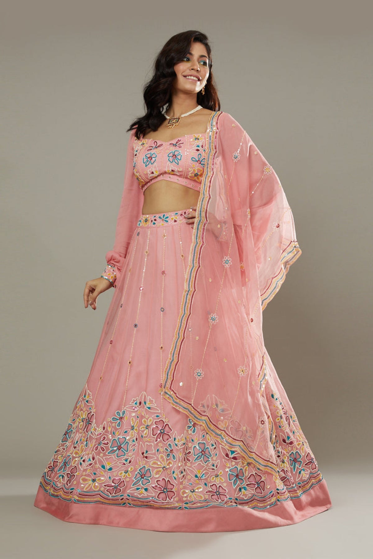 Candy Floss Organza Lehenga Set