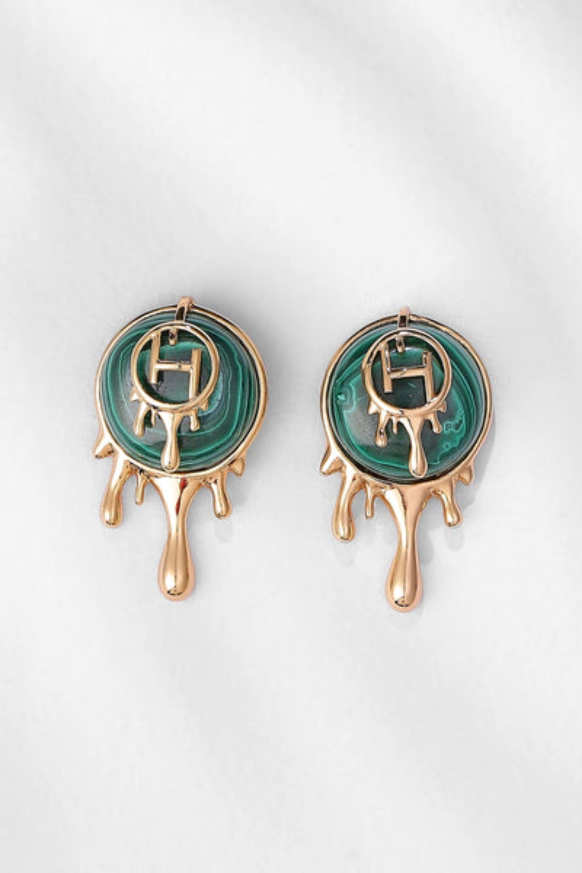 Palescent Malachite Stud Earrings