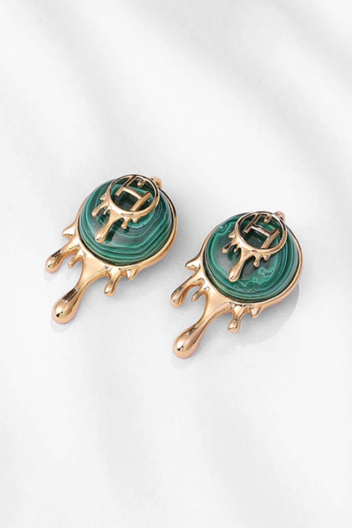 Palescent Malachite Stud Earrings