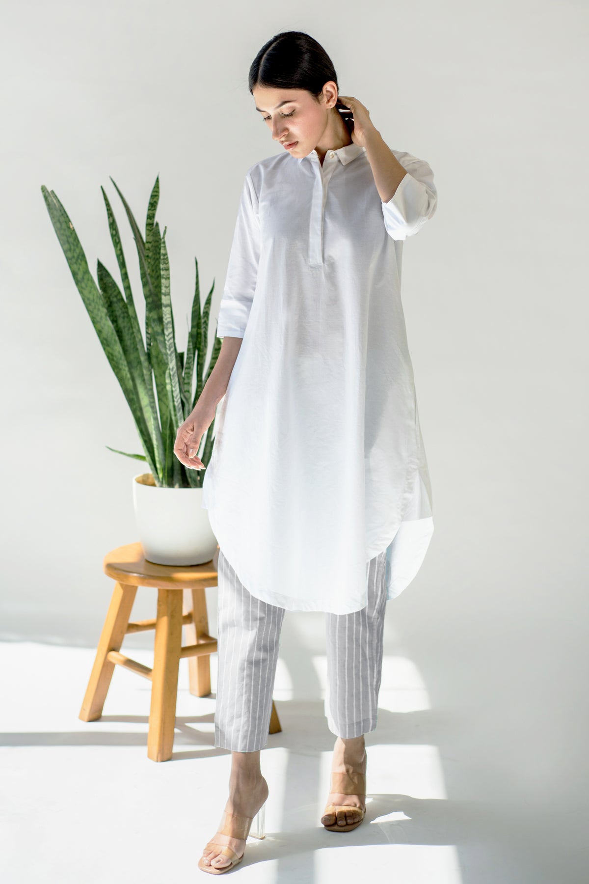 White Tunic With Grey Pant