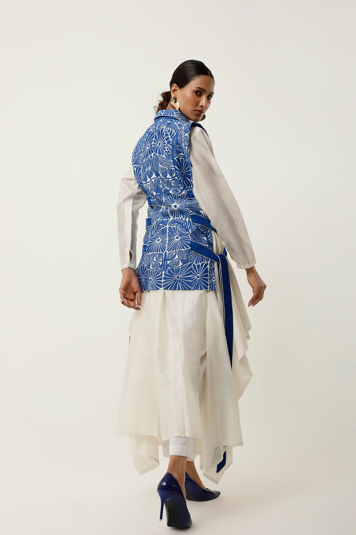 Cobalt Cutwork Jacket Set