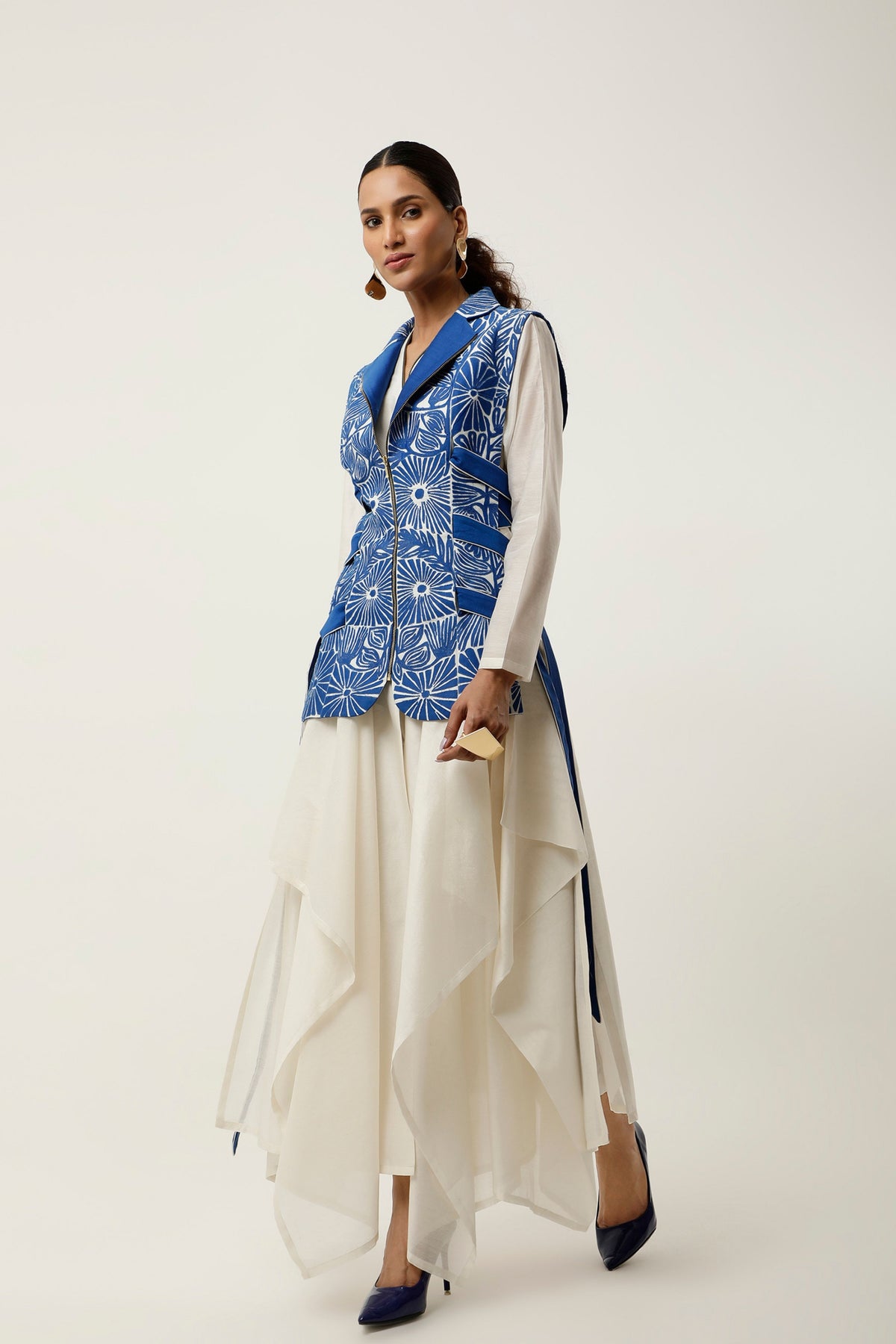 Cobalt Cutwork Jacket Set