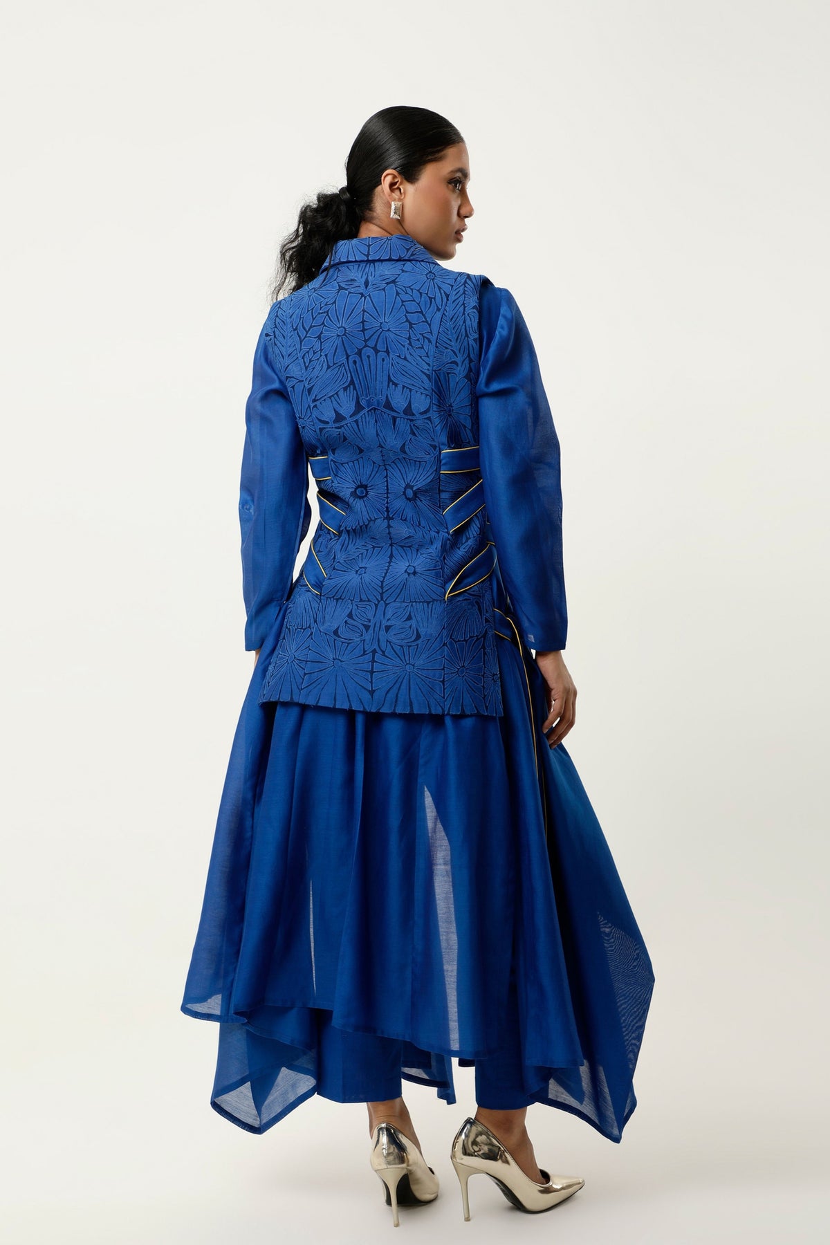 Indigo Cutwork Jacket Set