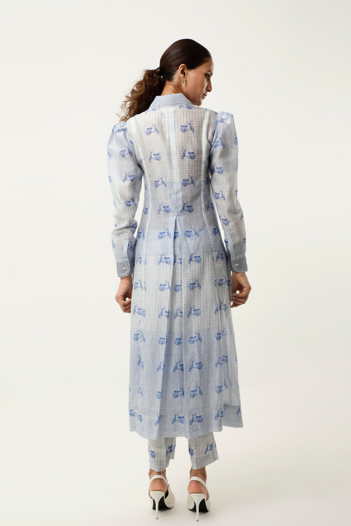 Cobalt Asymmetrical Printed Shirt Set