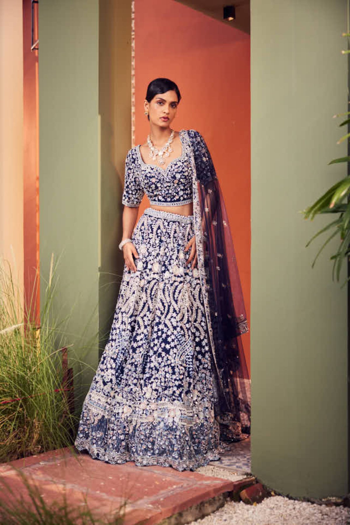 Royal Blue Marbella Lehenga Set