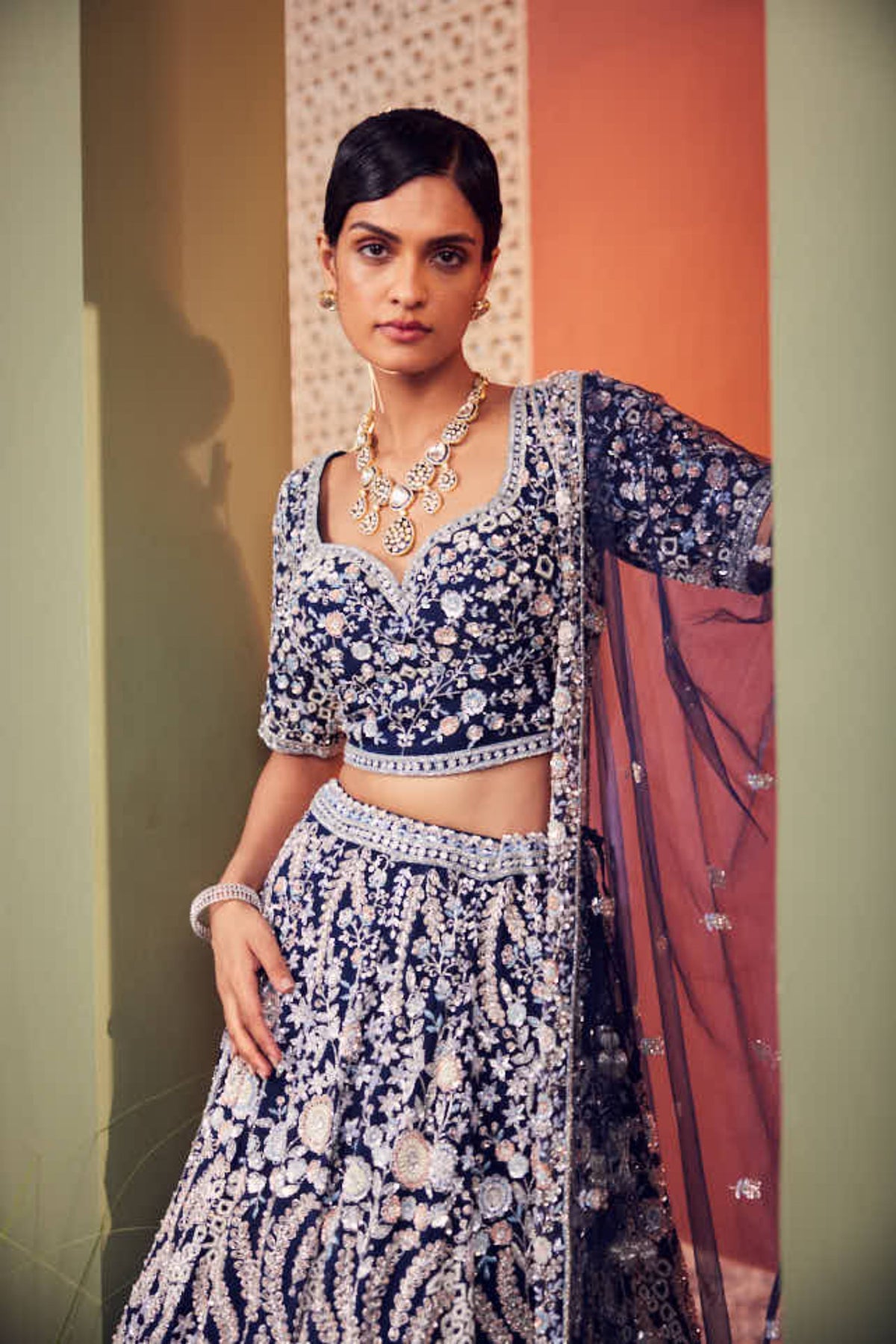 Royal Blue Marbella Lehenga Set