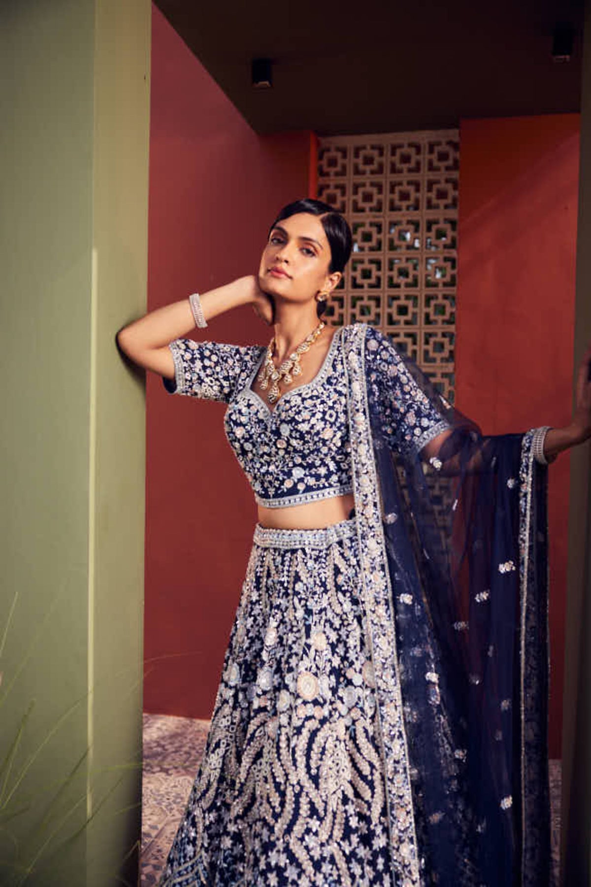 Royal Blue Marbella Lehenga Set