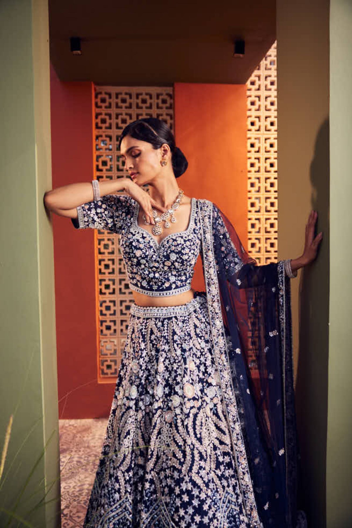 Royal Blue Marbella Lehenga Set