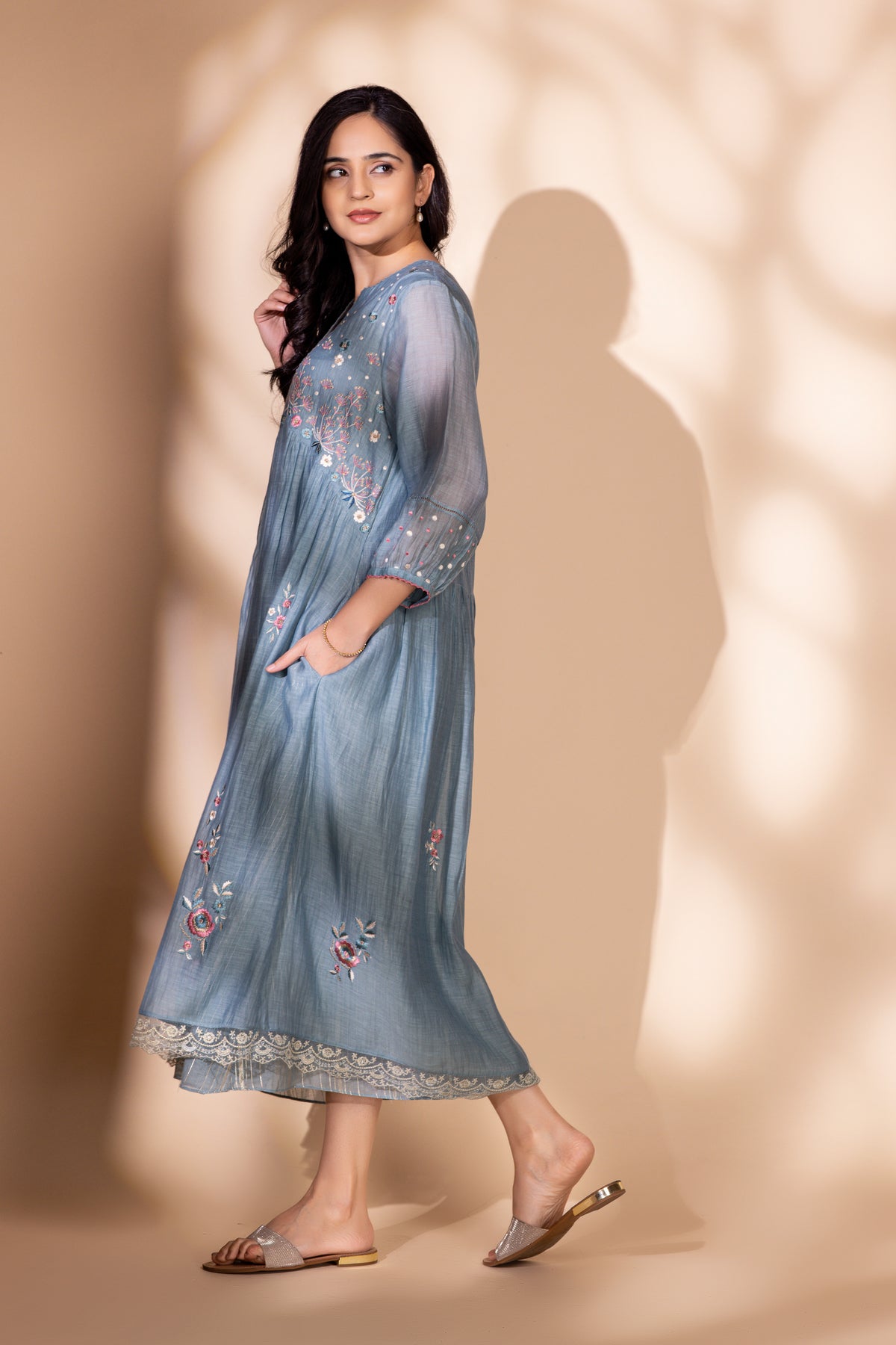 Slate Blue Zaria Dress