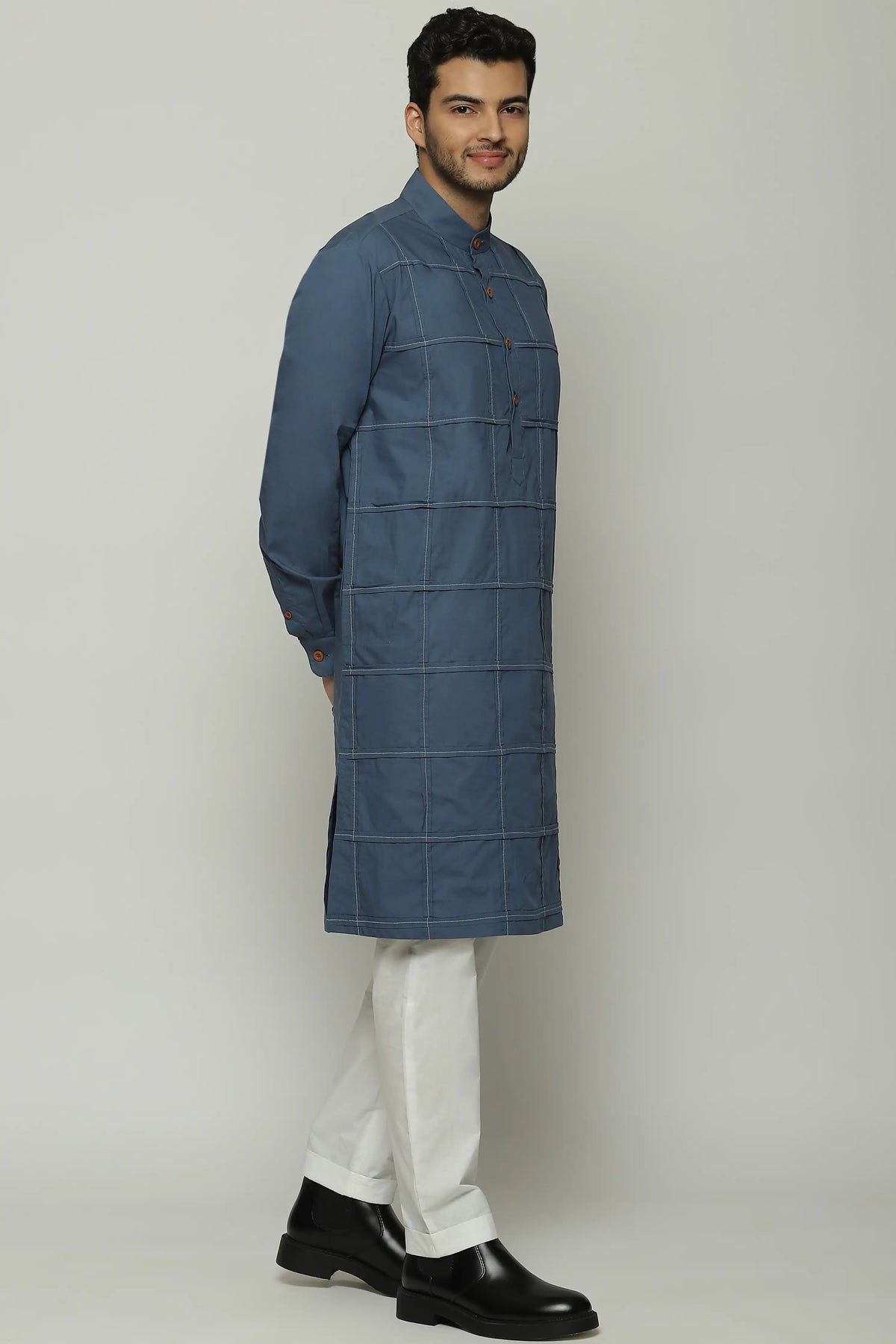 Pleated Checks Long Kurta