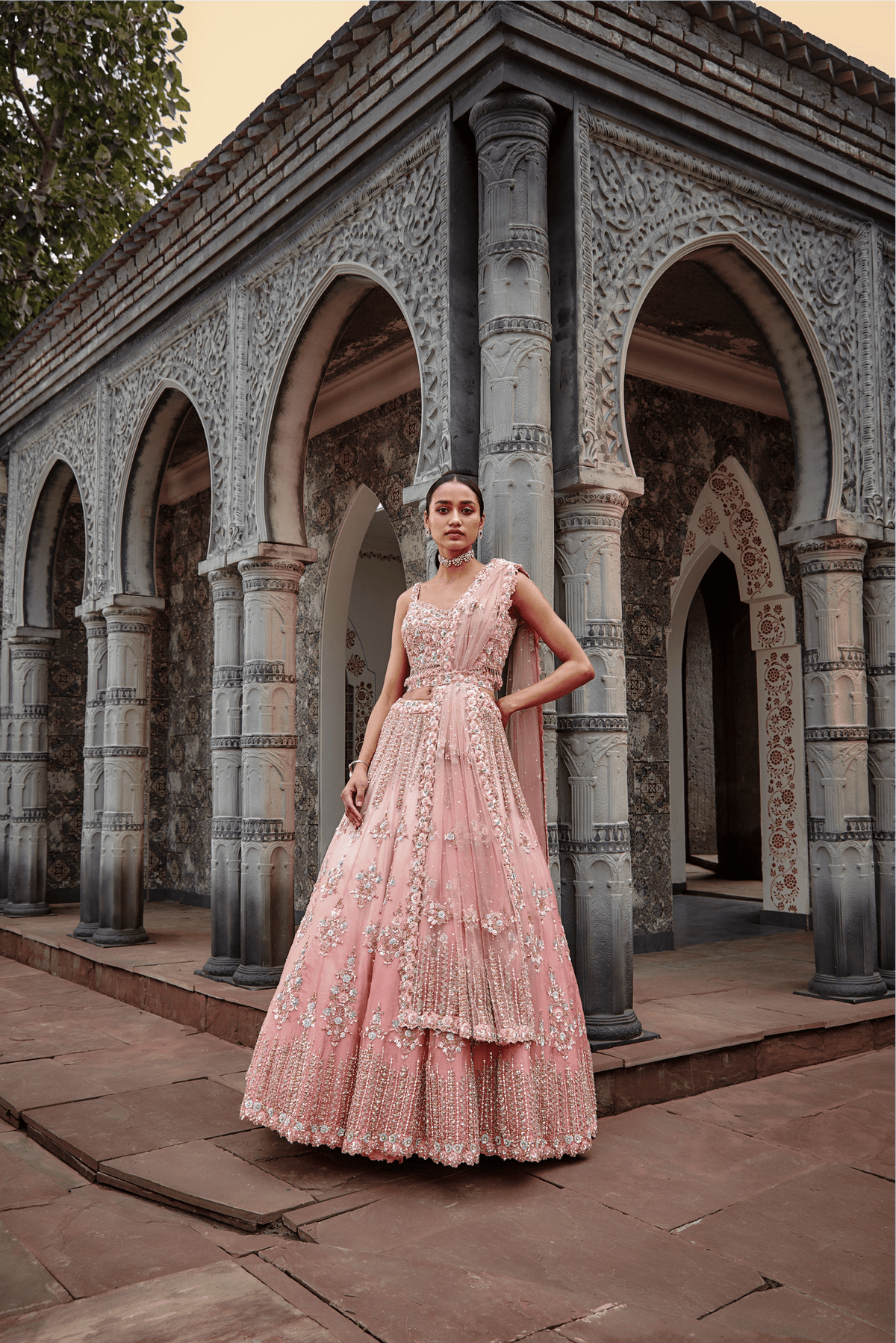 Rose Ombrey Organza Lehenga Set