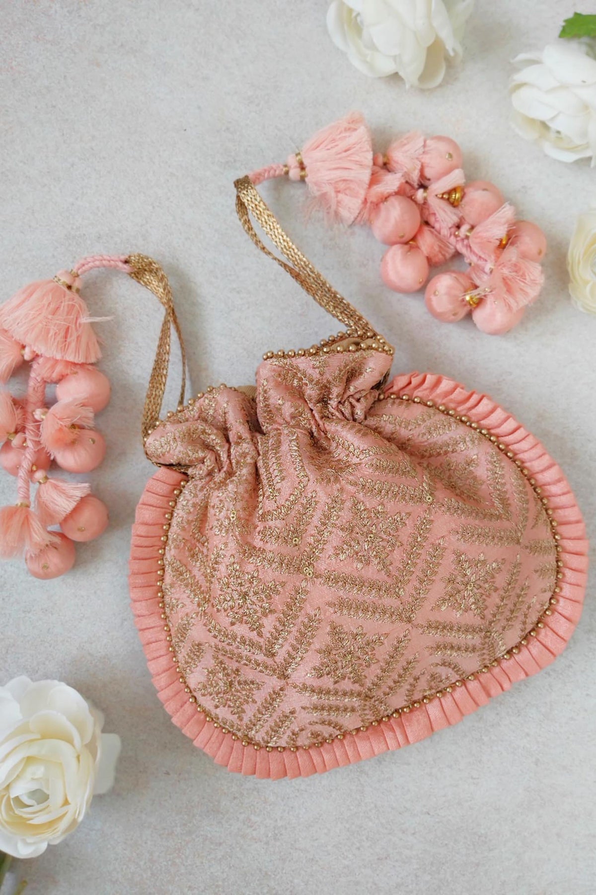 Leela Heritage Peach Potli Bag