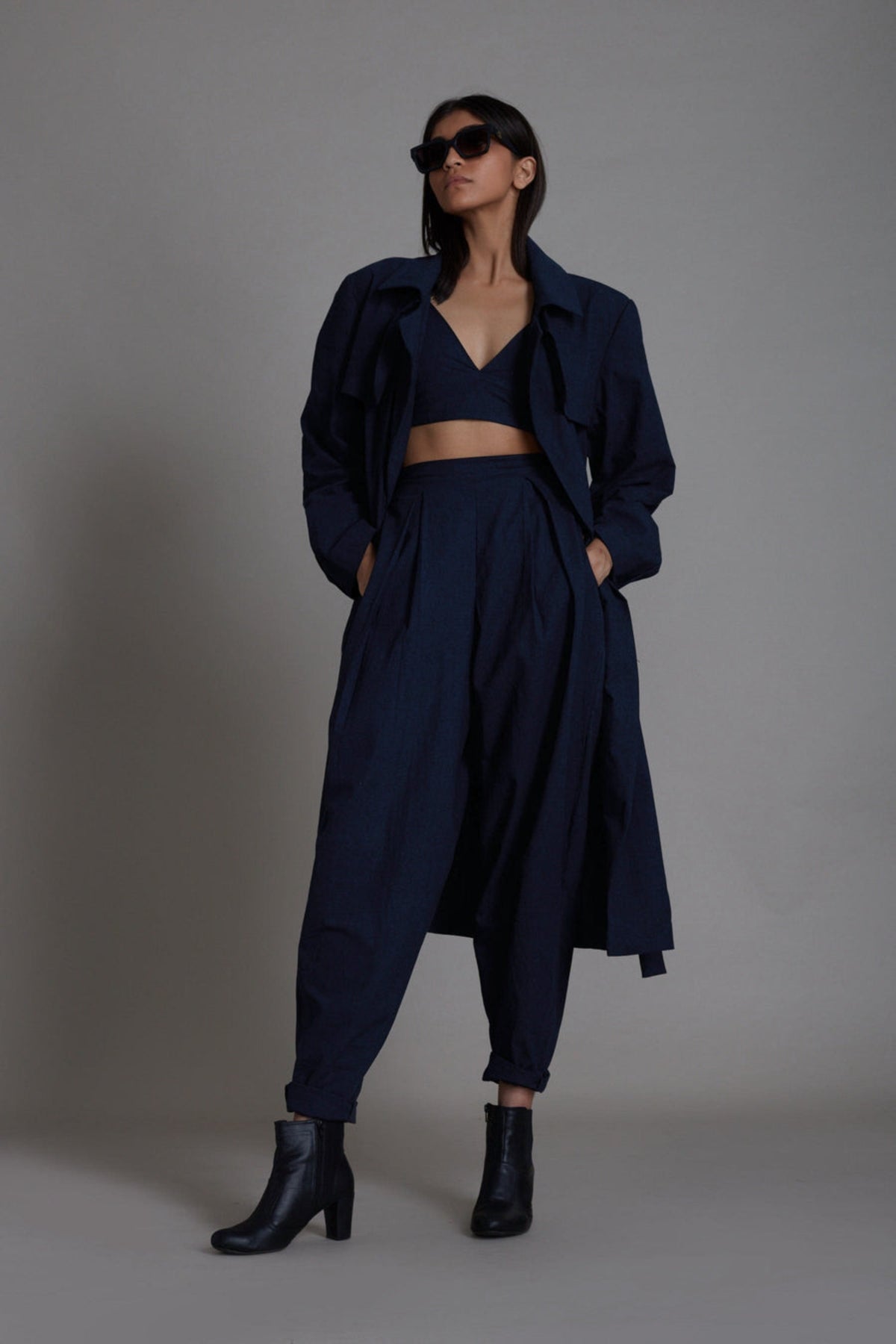 Blue Milestone Trench Jacket