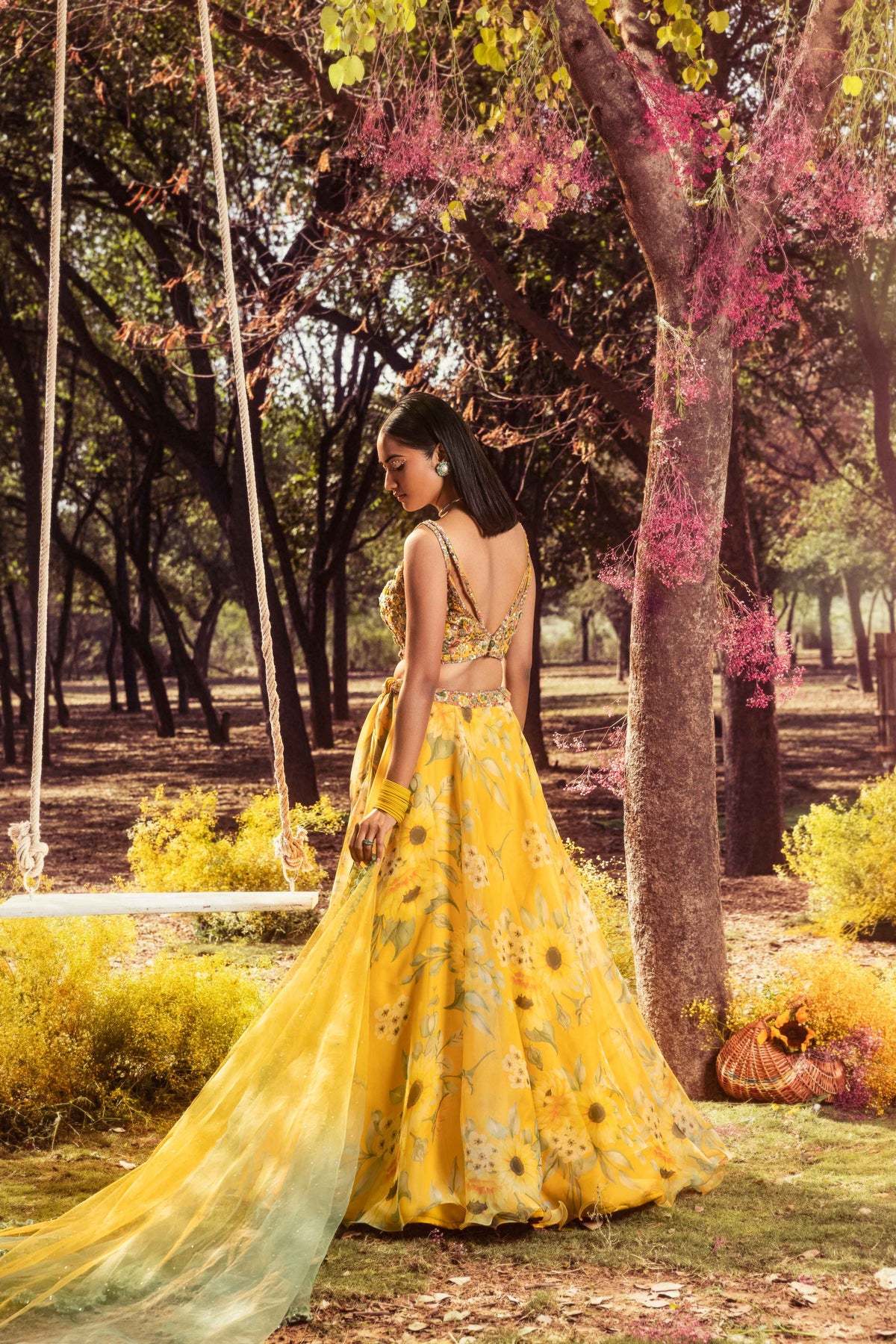 Yellow Sunflower Printed Lehenga set