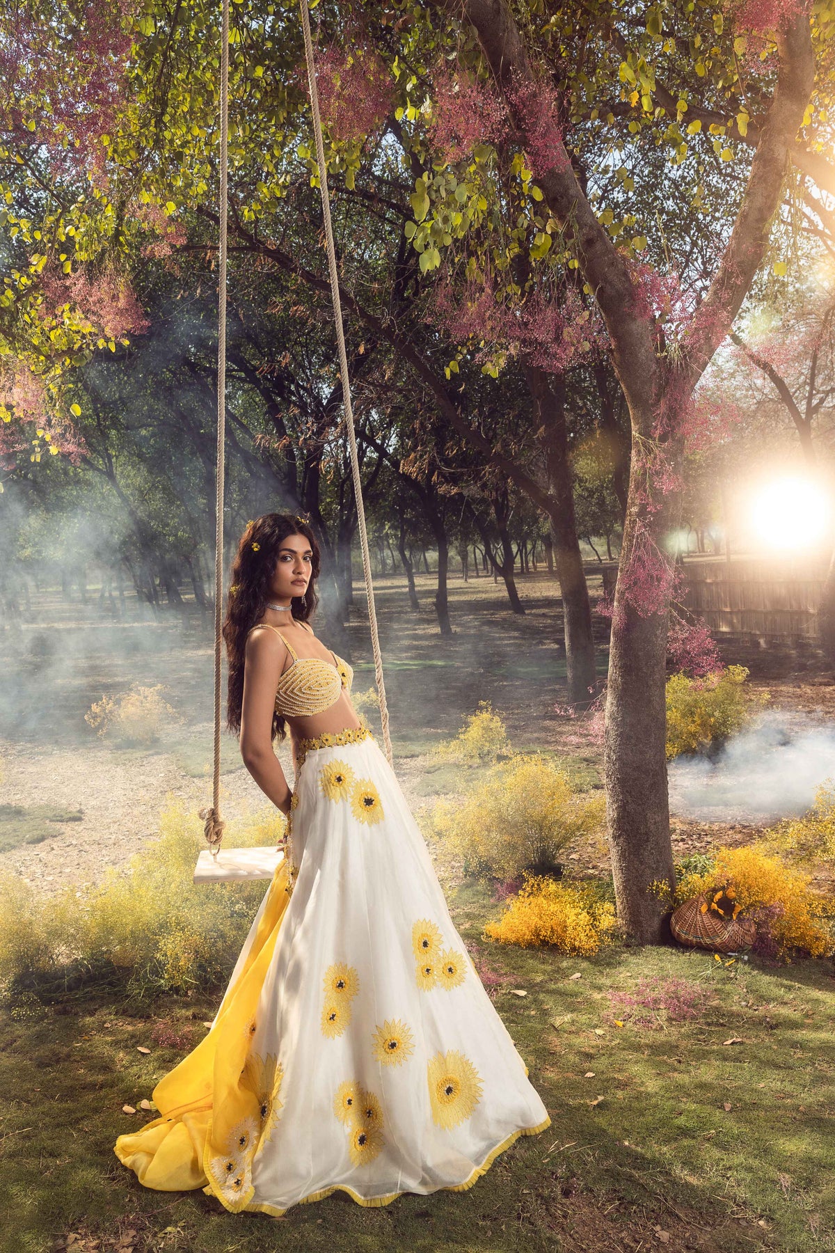 Off White Sunflower Lehenga set