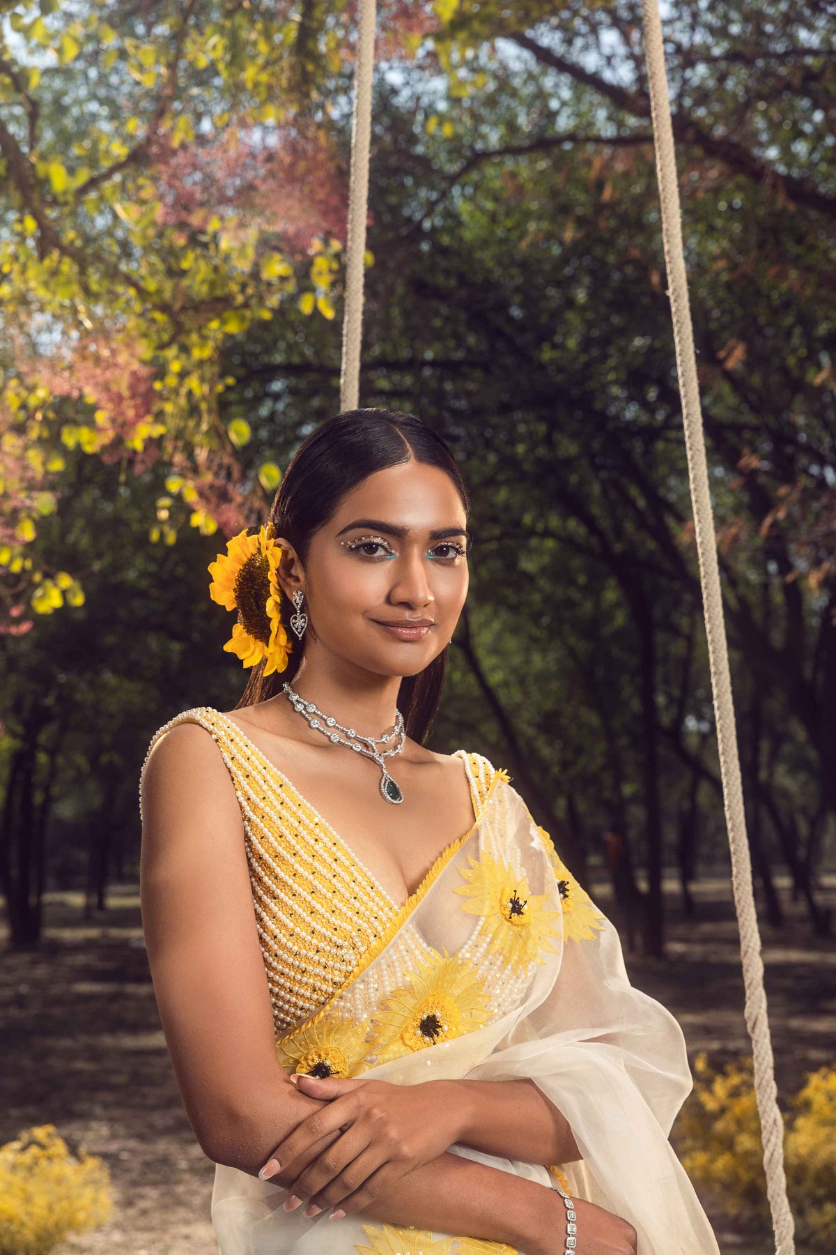 Sunflower Off White Saree