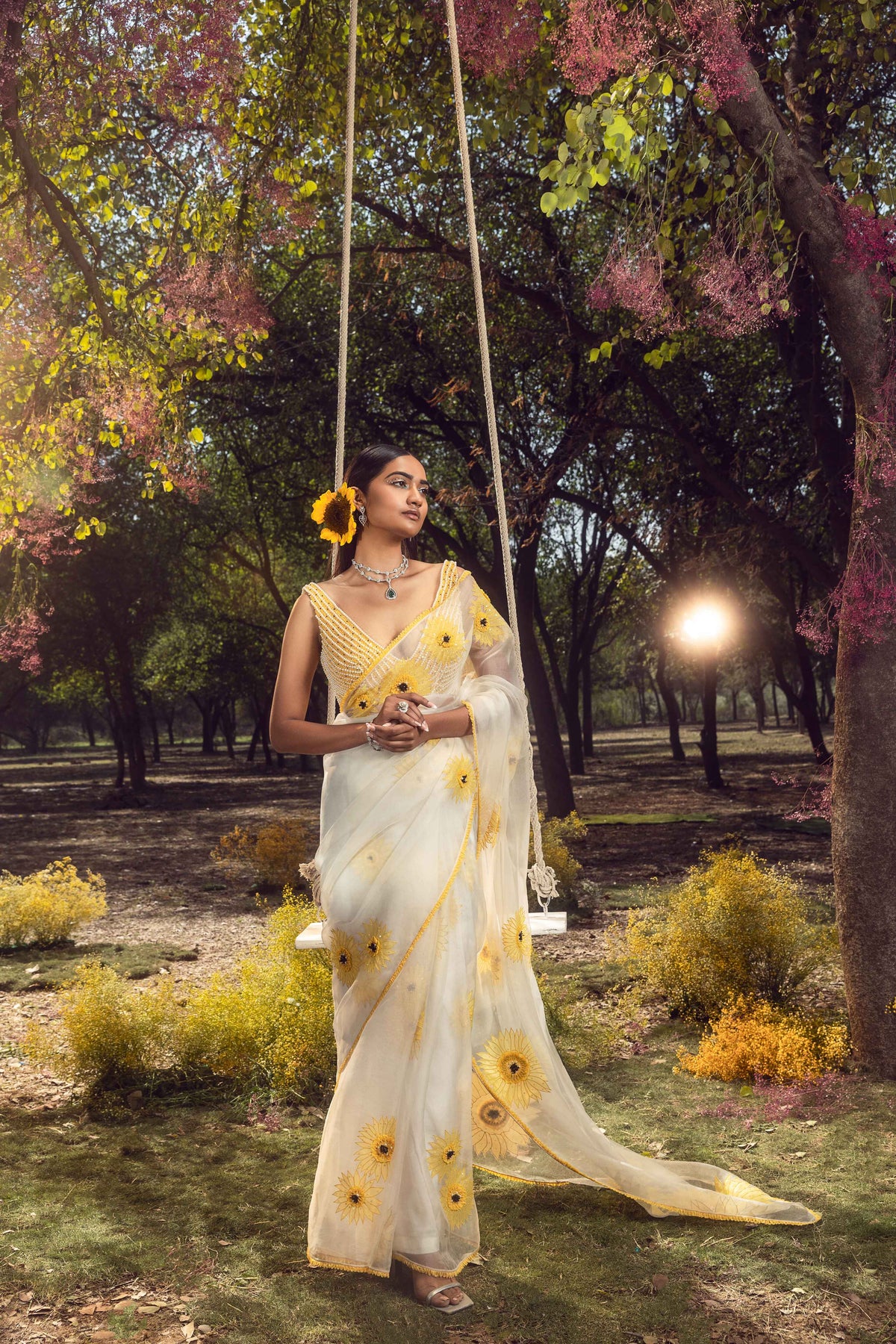 Sunflower Off White Saree