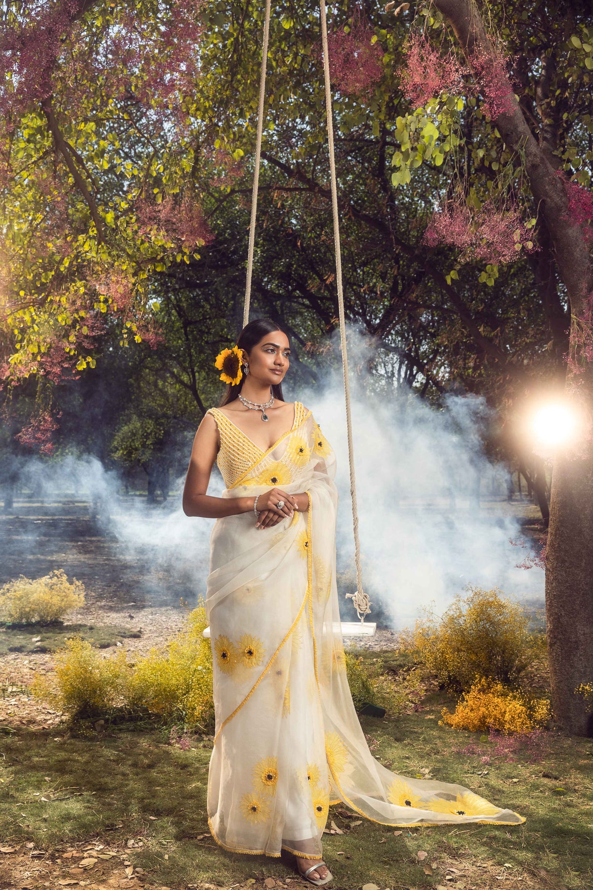 Sunflower Off White Saree