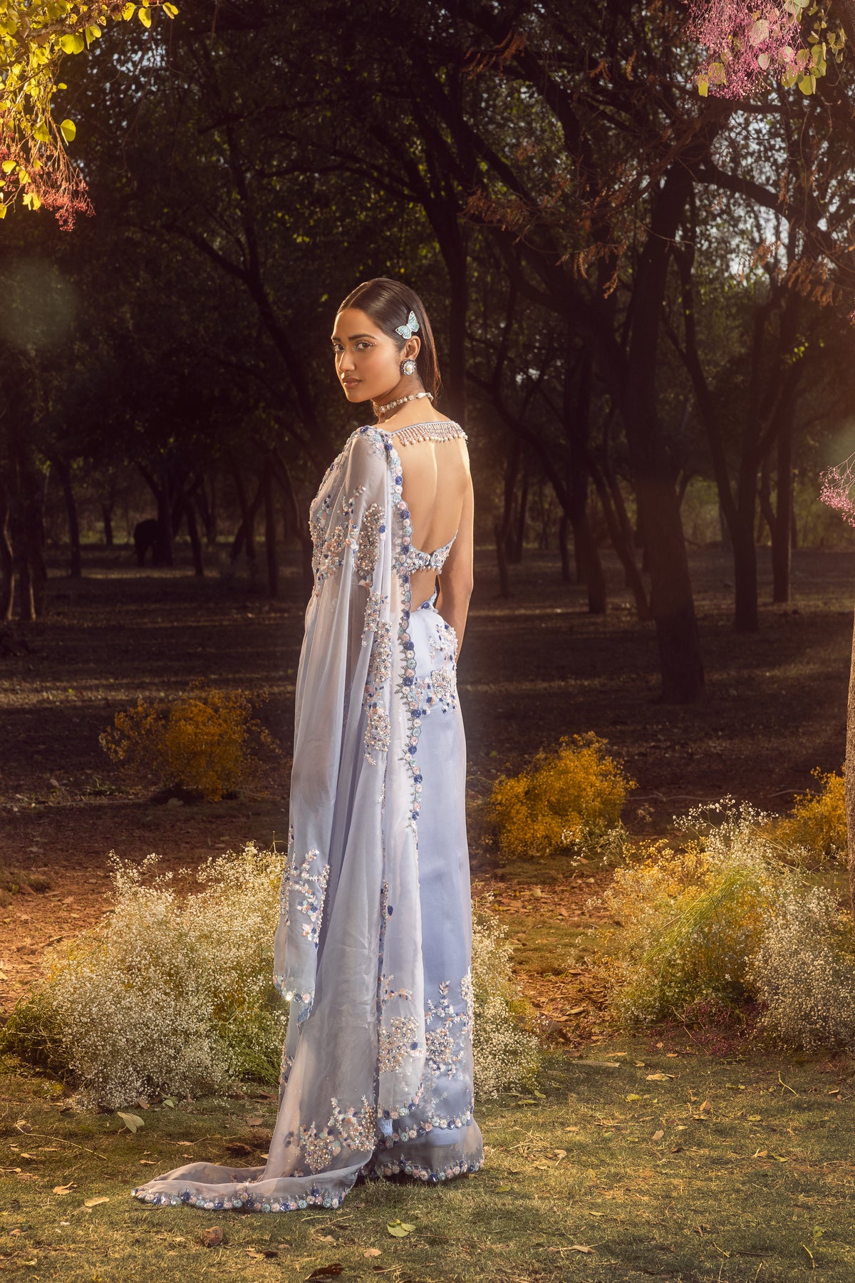 Ink Blue Ombre Saree