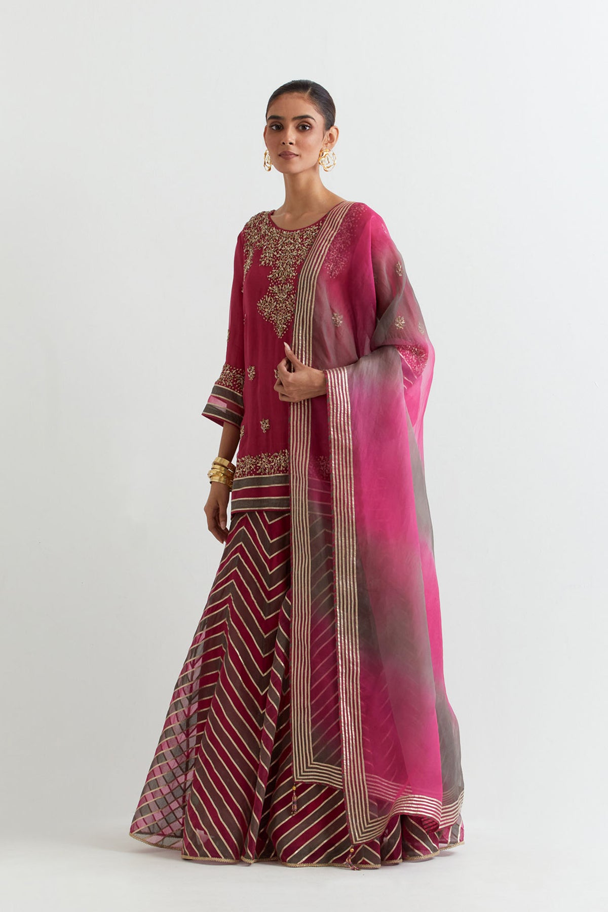 Chevron Fuchsia Sharara Set