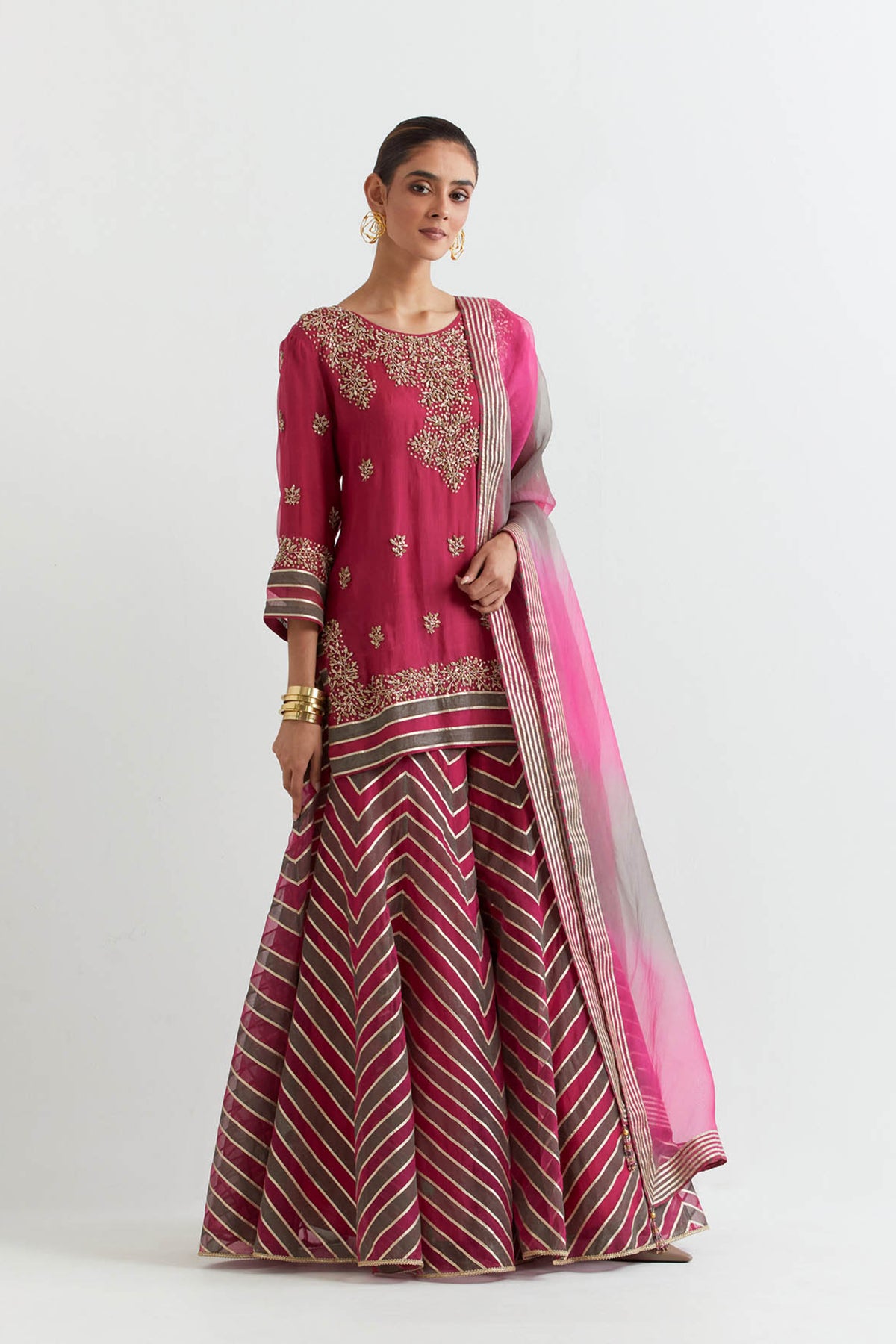 Chevron Fuchsia Sharara Set