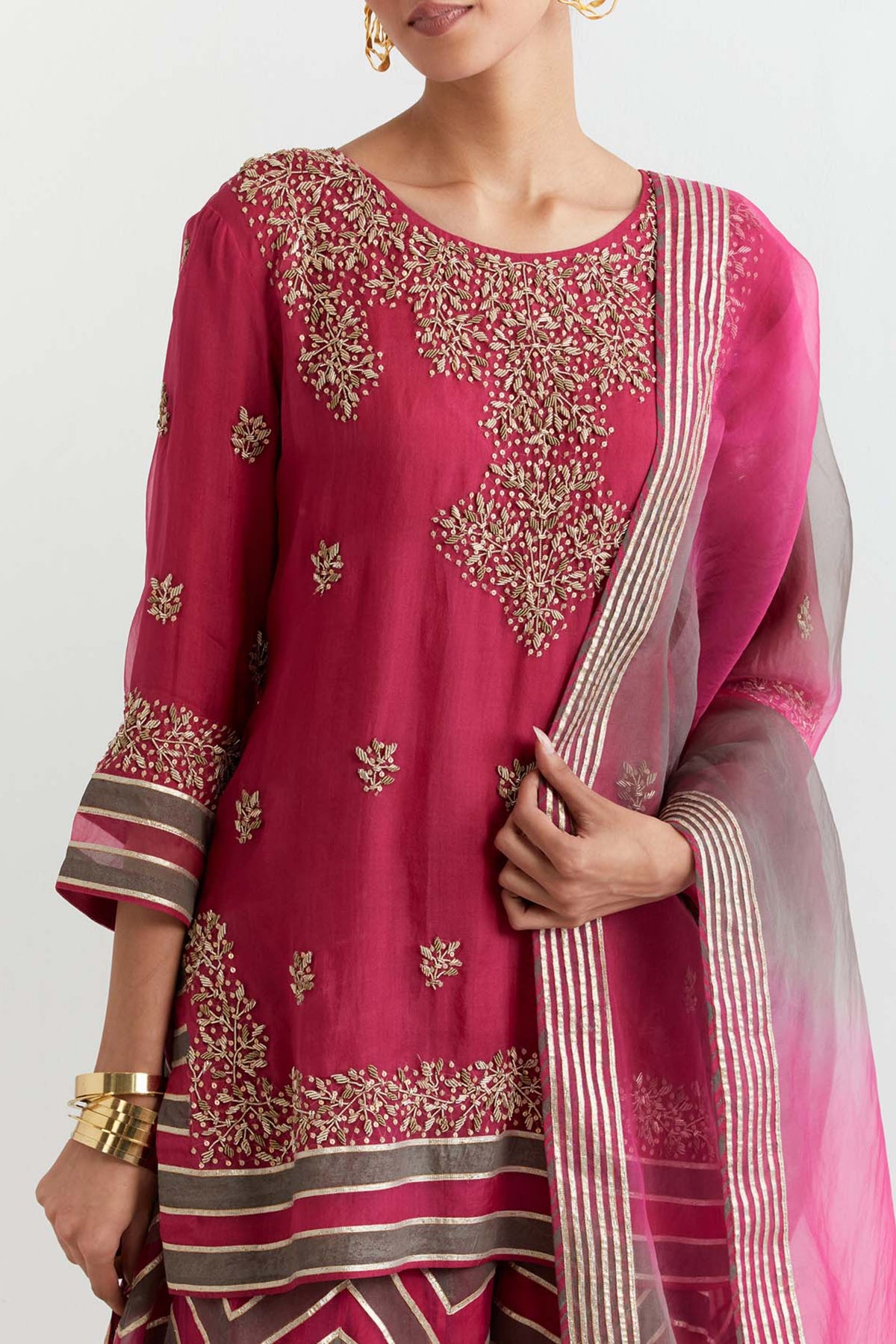 Chevron Fuchsia Sharara Set