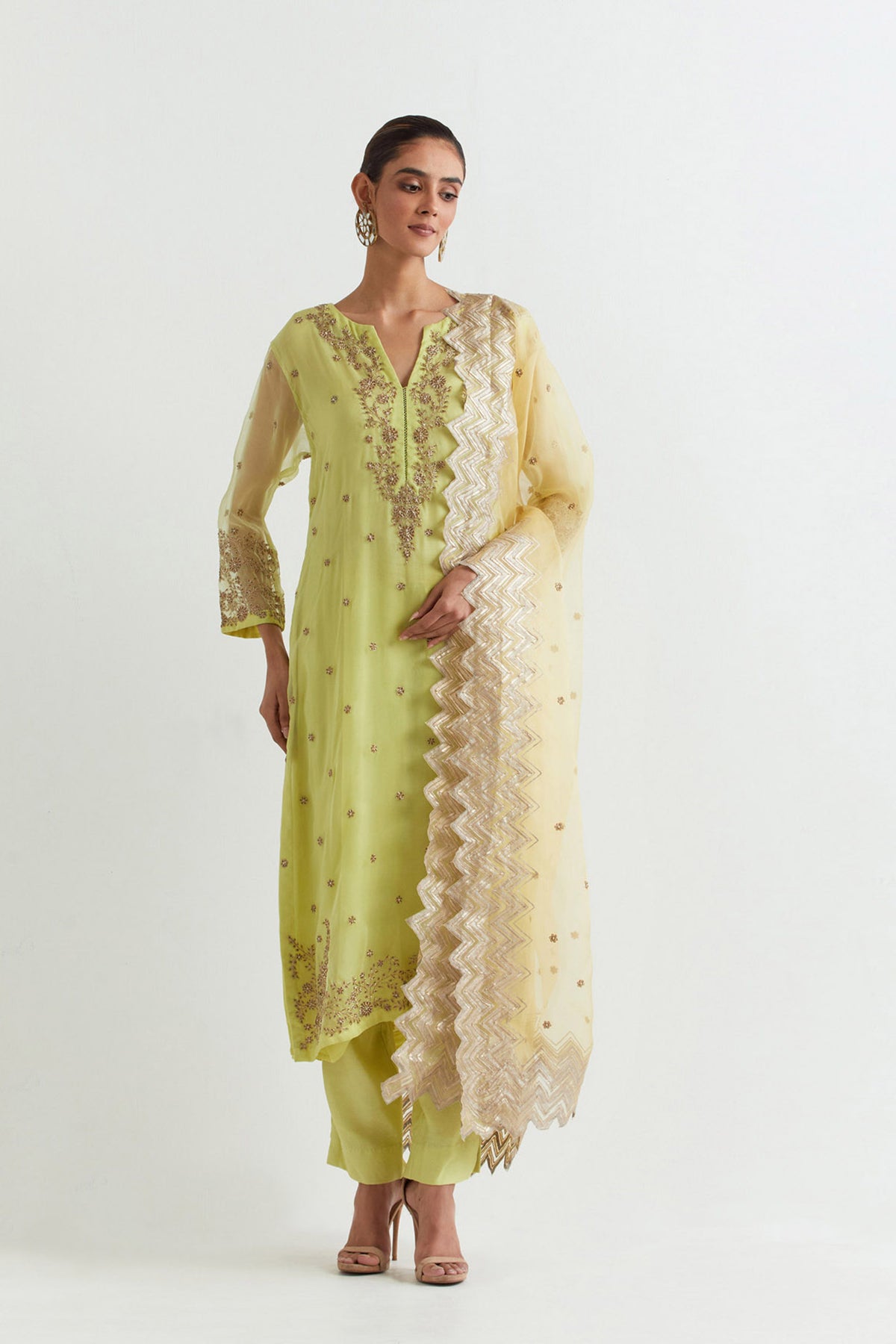 Chevron Lime Kurta Set