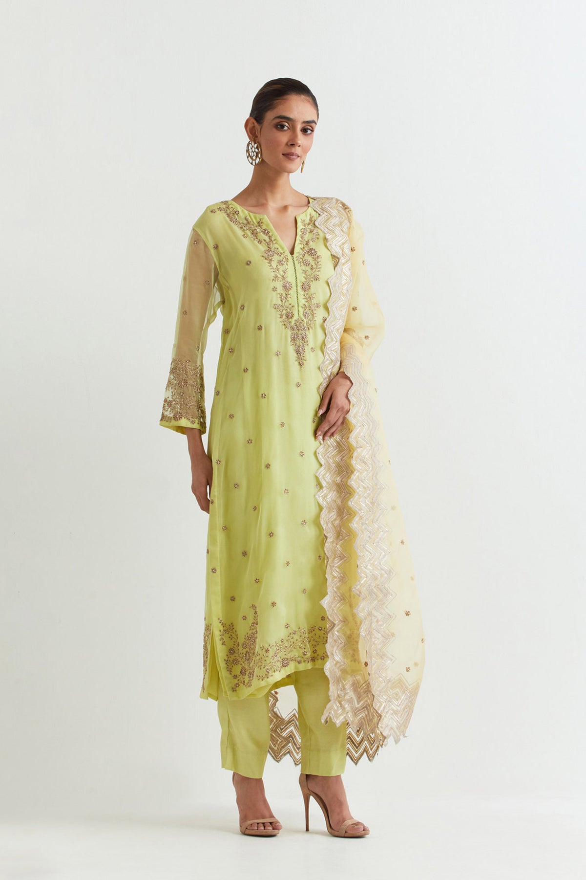 Chevron Lime Kurta Set