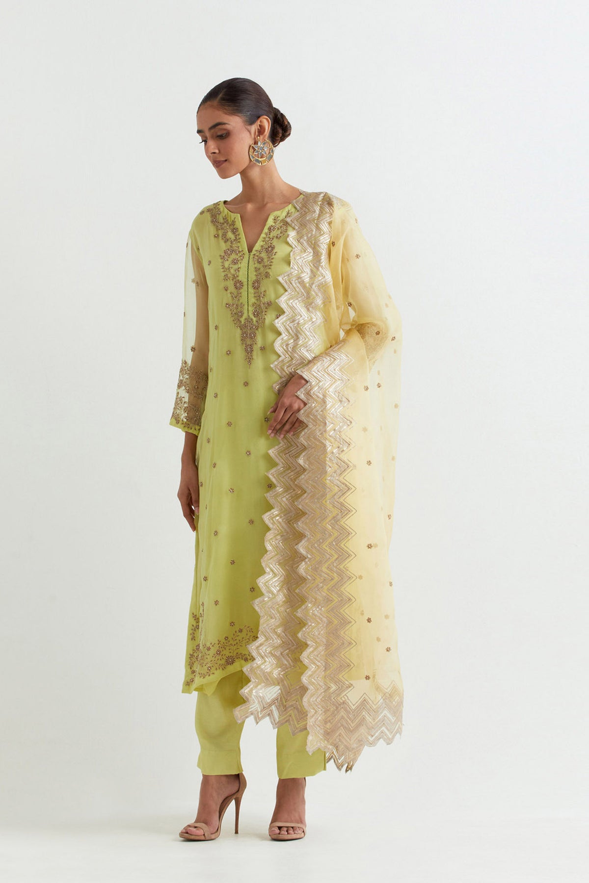 Chevron Lime Kurta Set