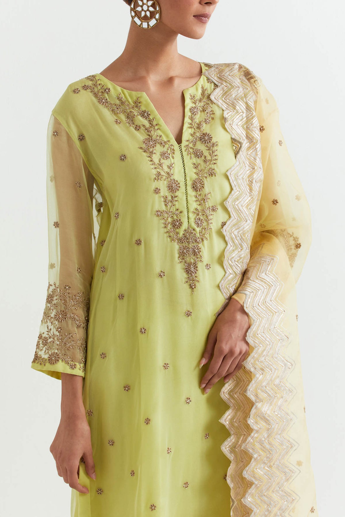 Chevron Lime Kurta Set