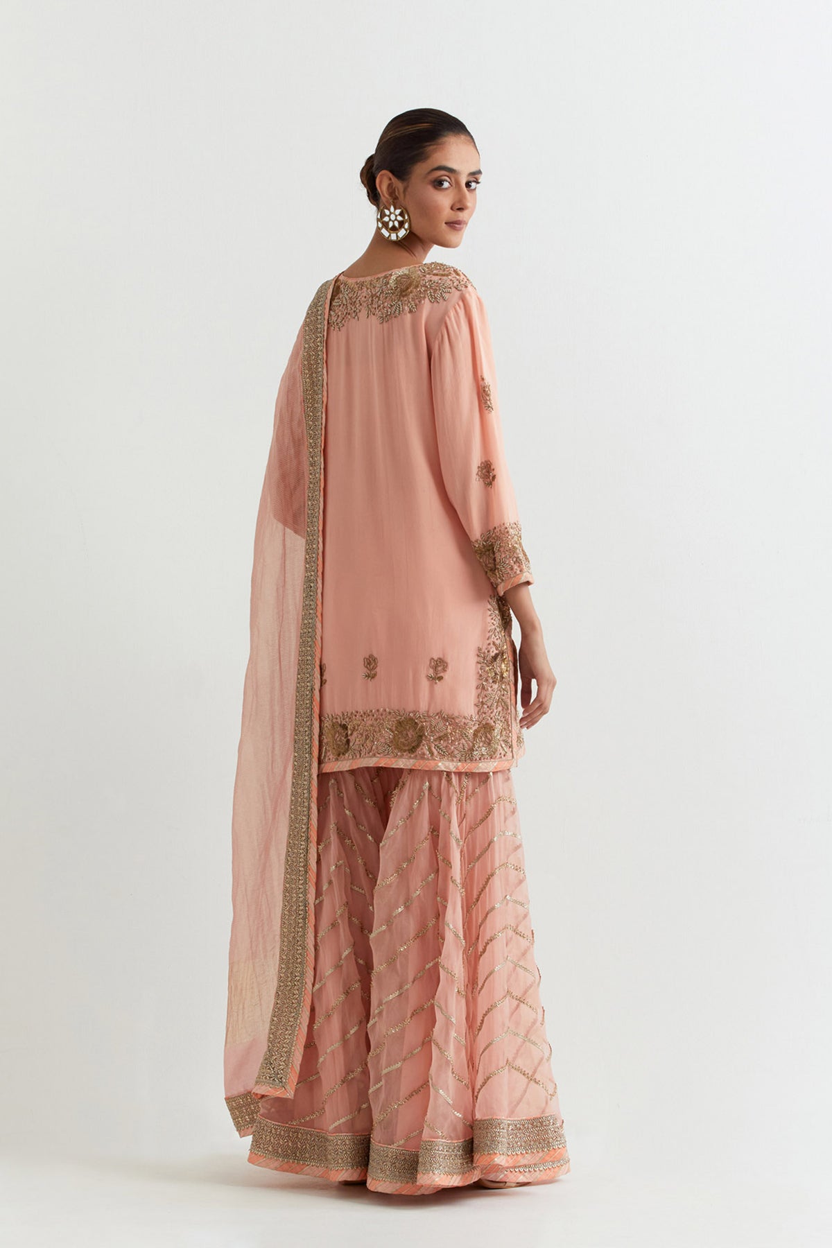 Chevron Peachy Pink Sharara Set