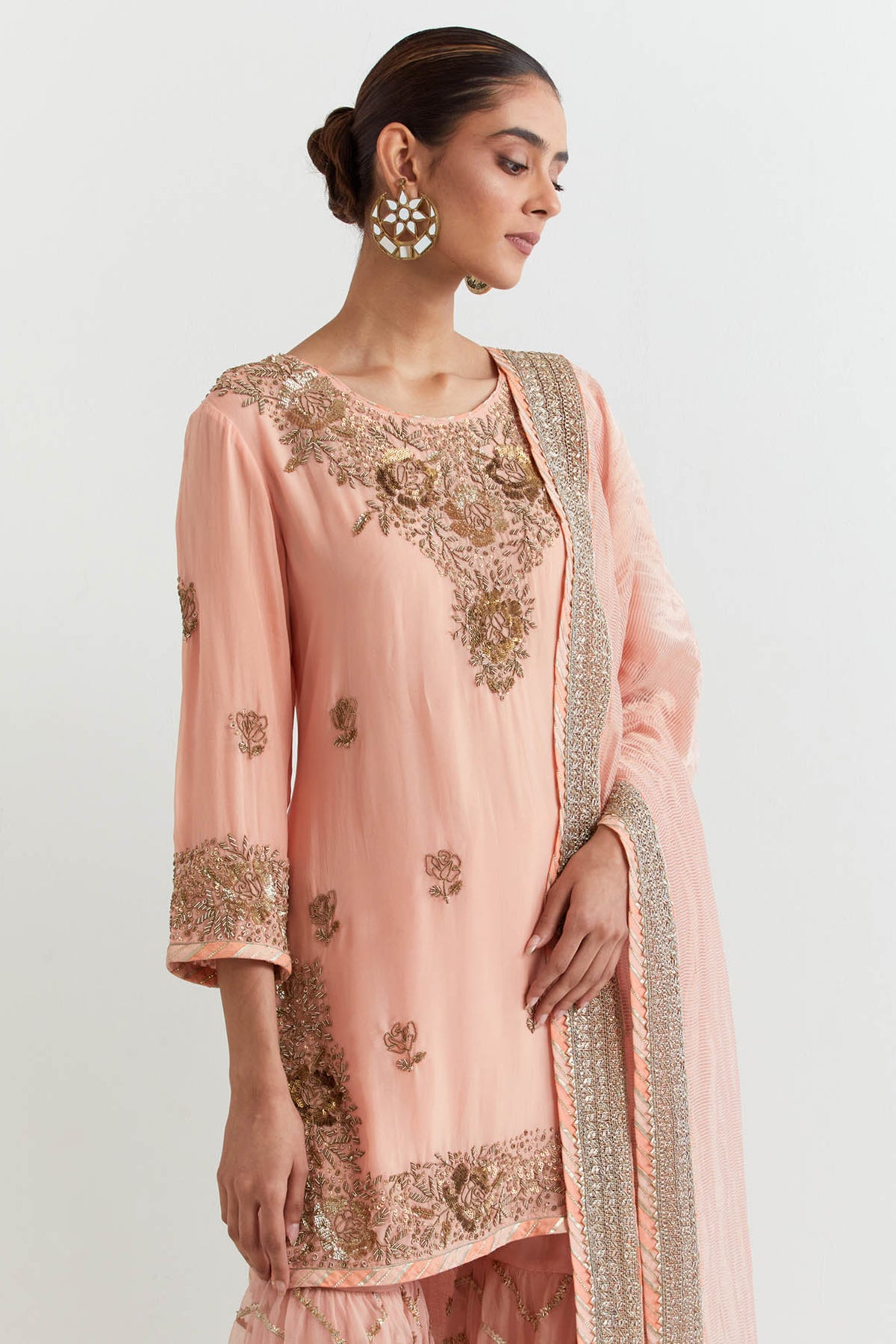 Chevron Peachy Pink Sharara Set