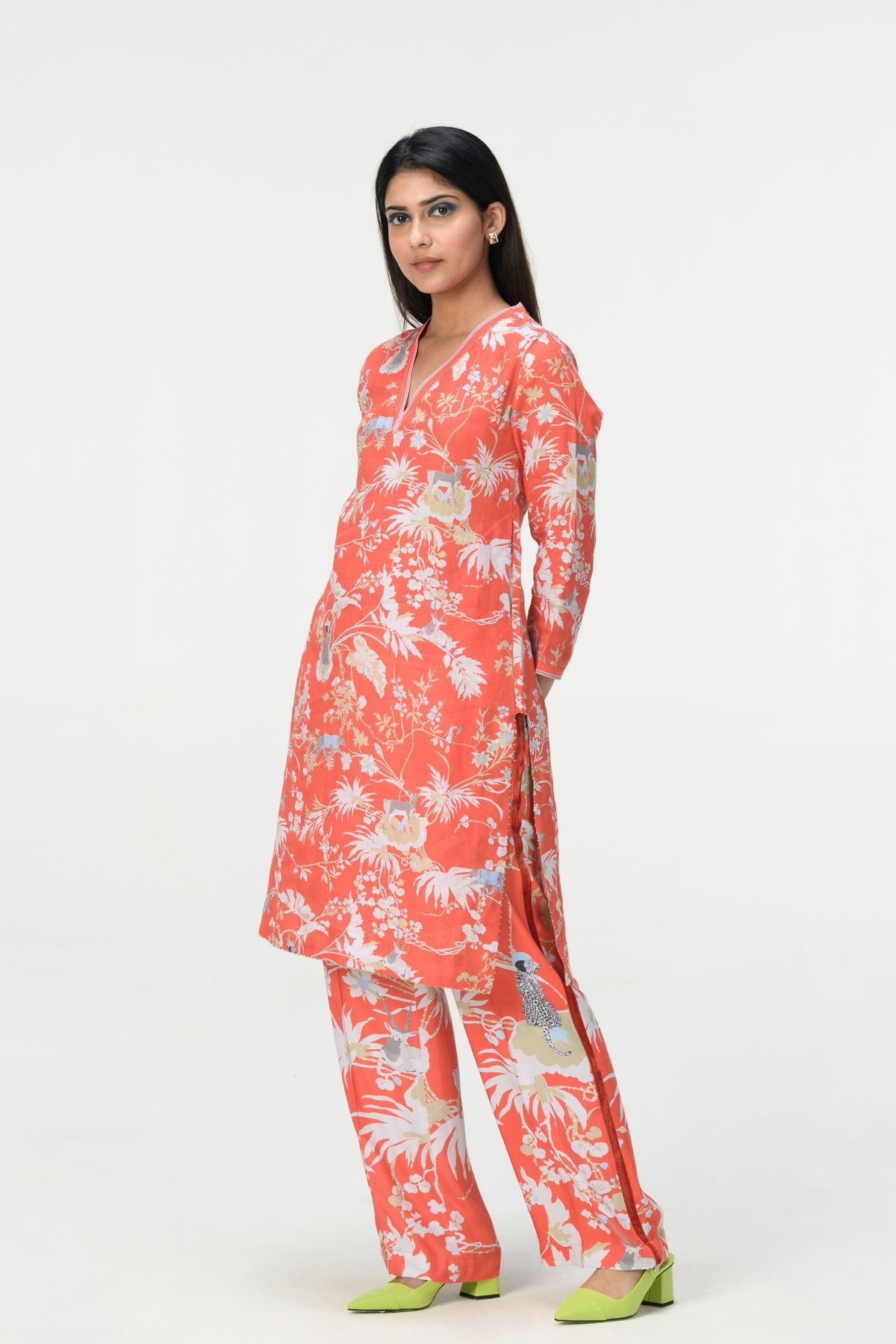 Coral V Kneck Kurta