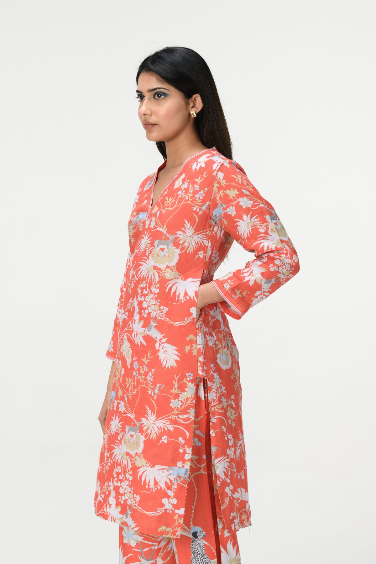 Coral V Kneck Kurta