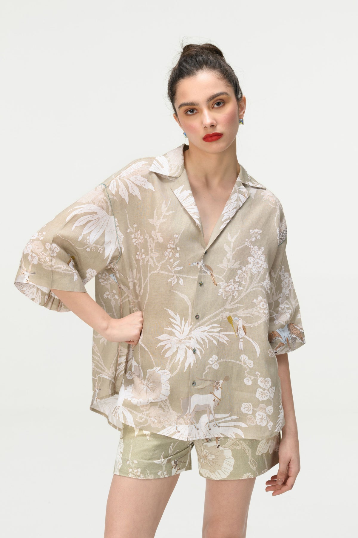 Springforest Oyester Grey Oversized Bush Shirt