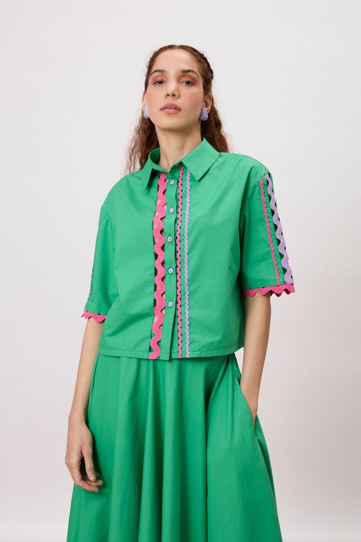 Veresa Island Green Crop Shirt