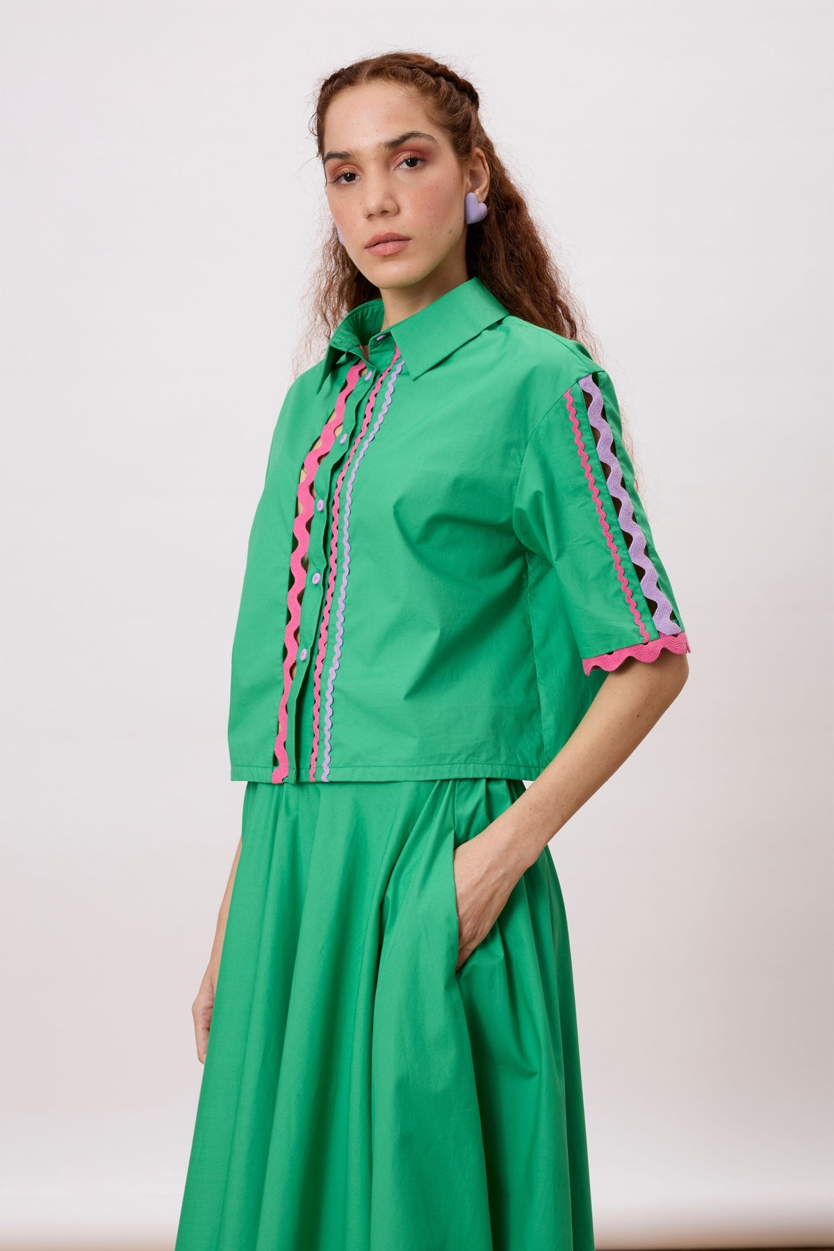 Veresa Island Green Crop Shirt