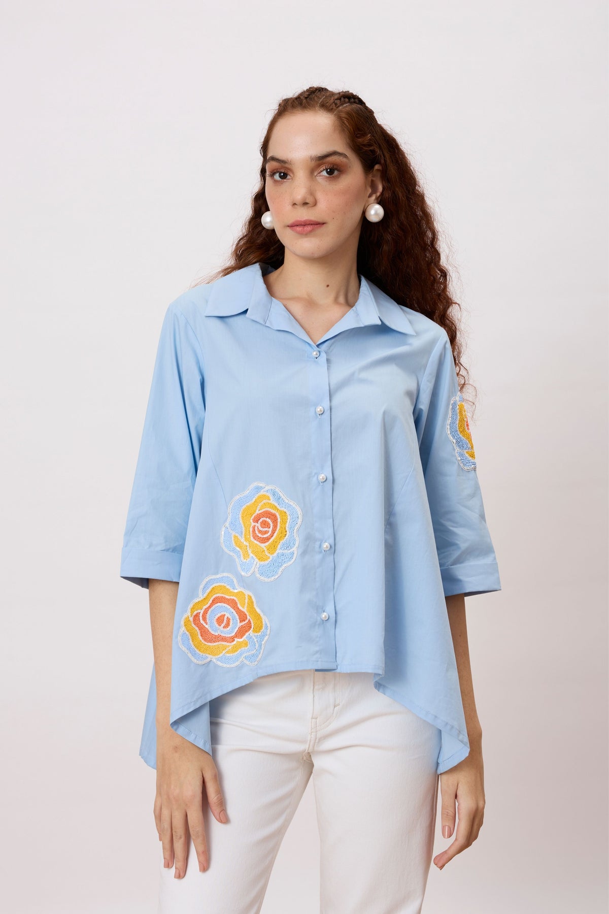 Sienna Applique Dutch Blue Shirt