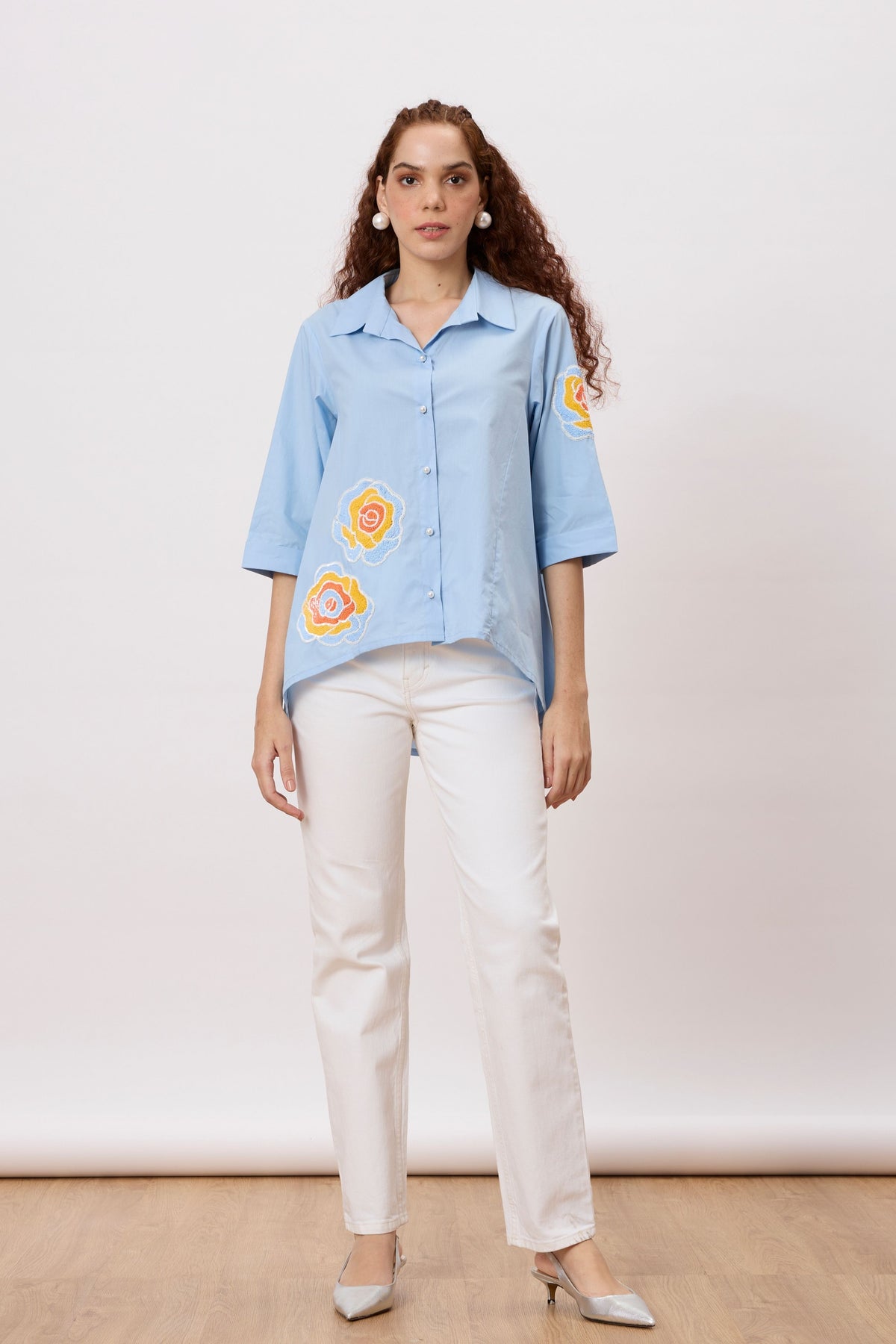 Sienna Applique Dutch Blue Shirt