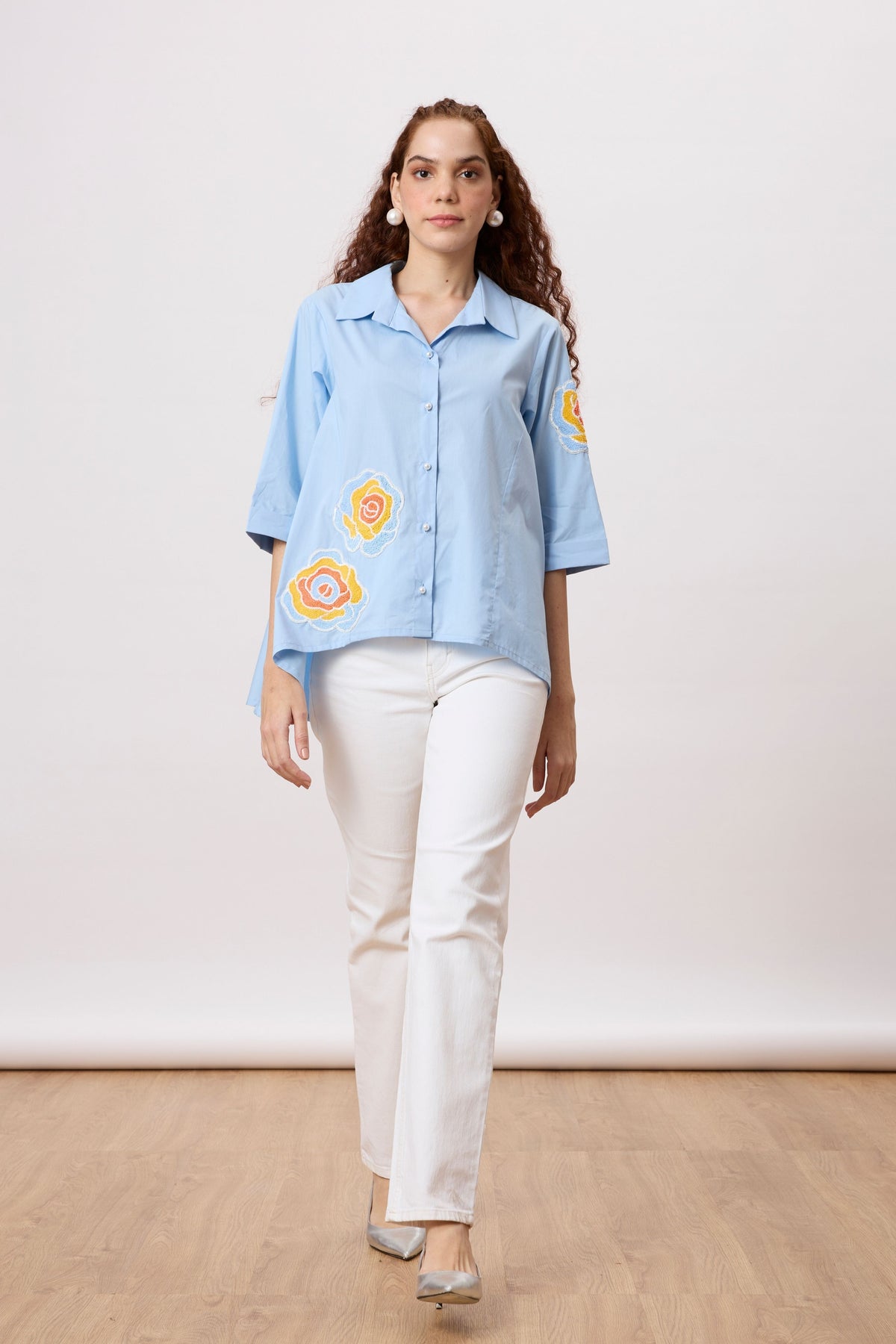 Sienna Applique Dutch Blue Shirt