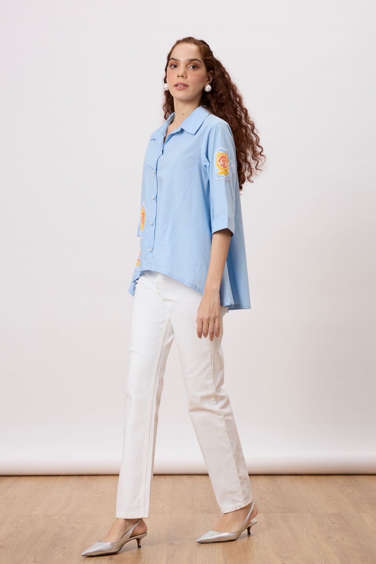 Sienna Applique Dutch Blue Shirt