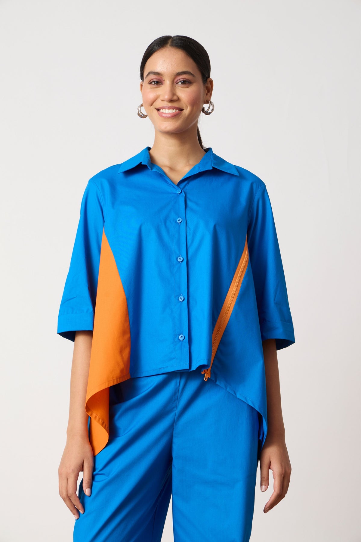 Sienna Aster Blue Zipper Shirt