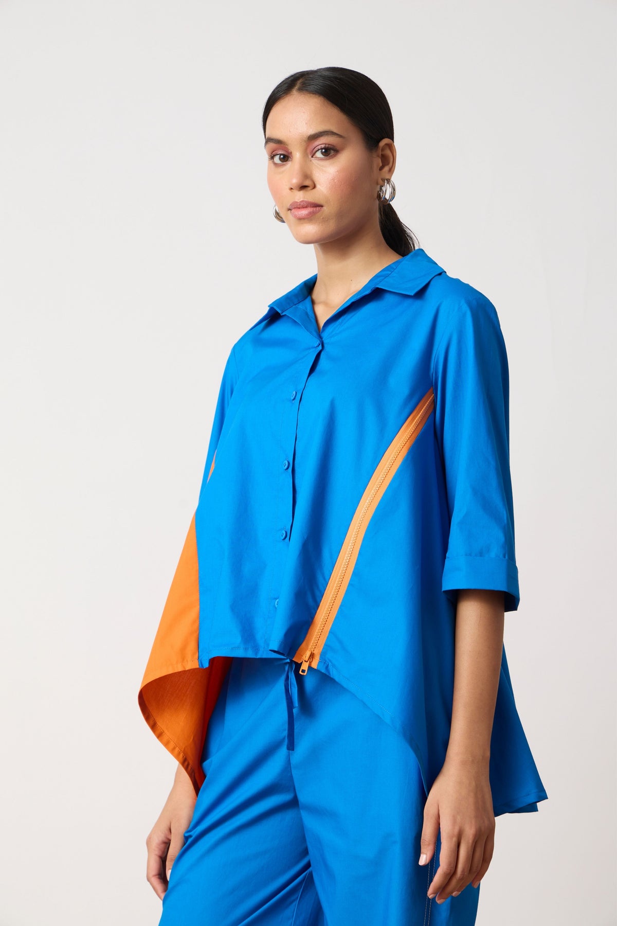 Sienna Aster Blue Zipper Shirt