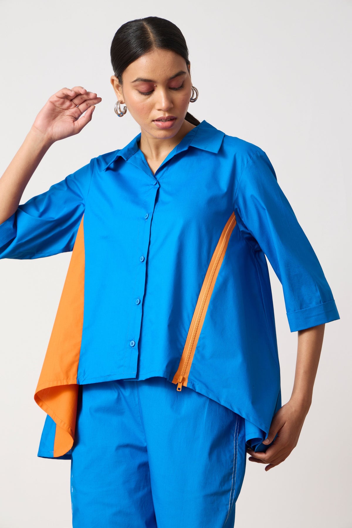 Sienna Aster Blue Zipper Shirt