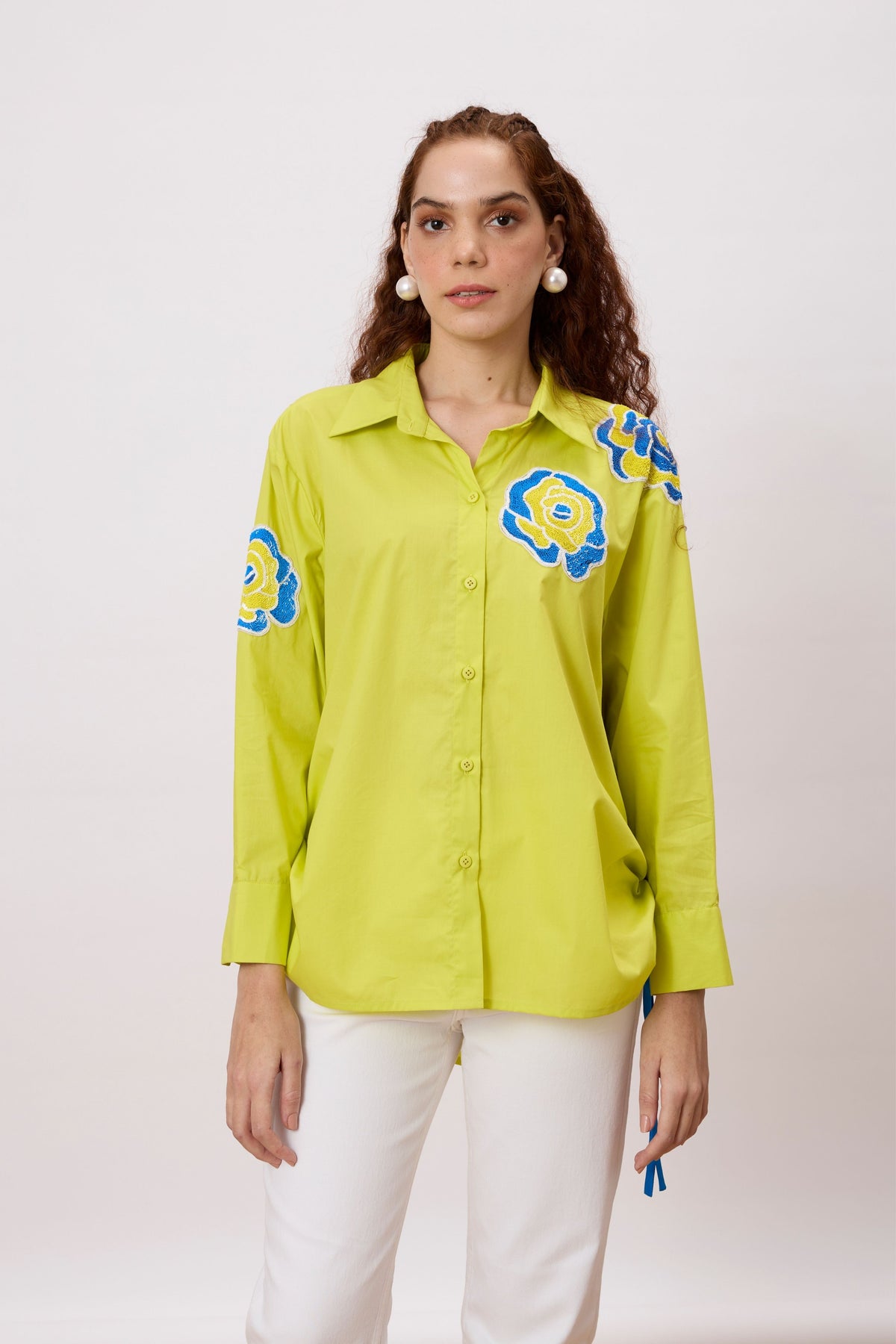 Eva Applique Sulphur Lime Shirt