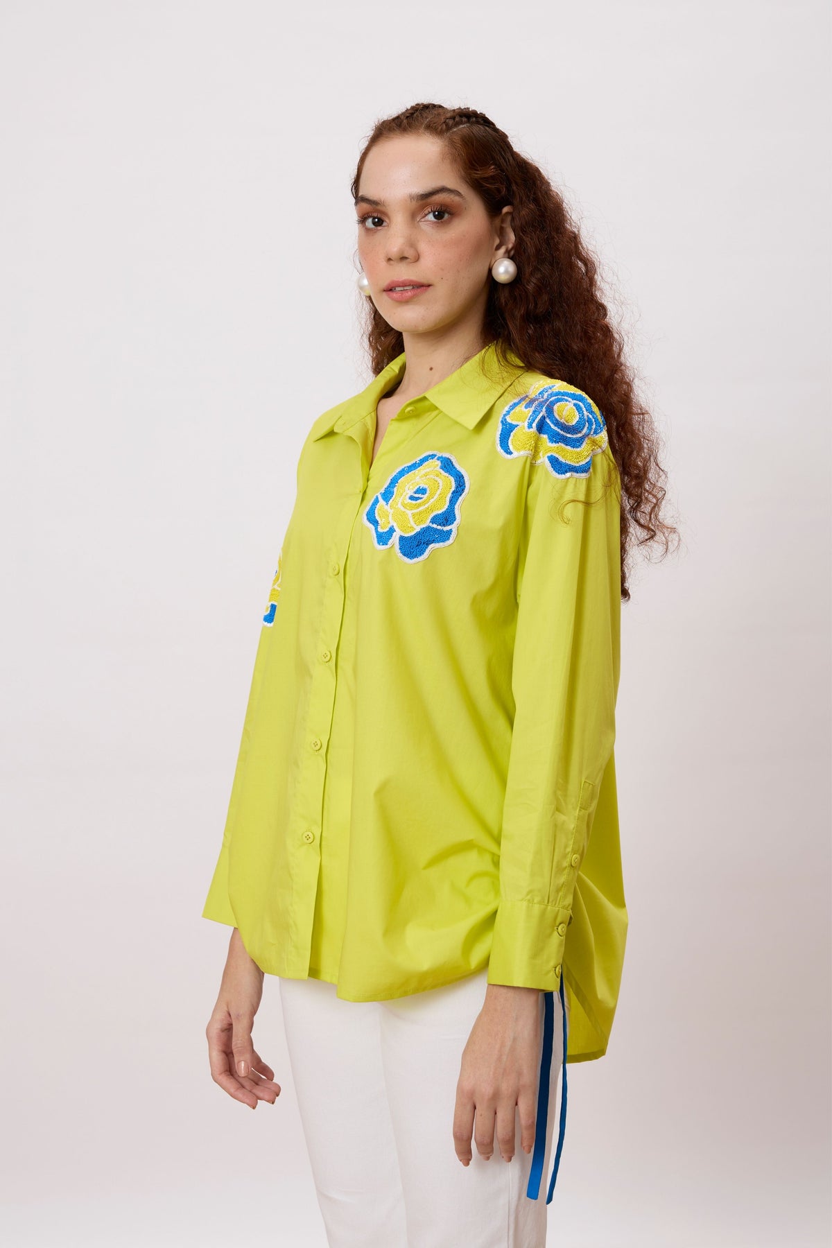 Eva Applique Sulphur Lime Shirt