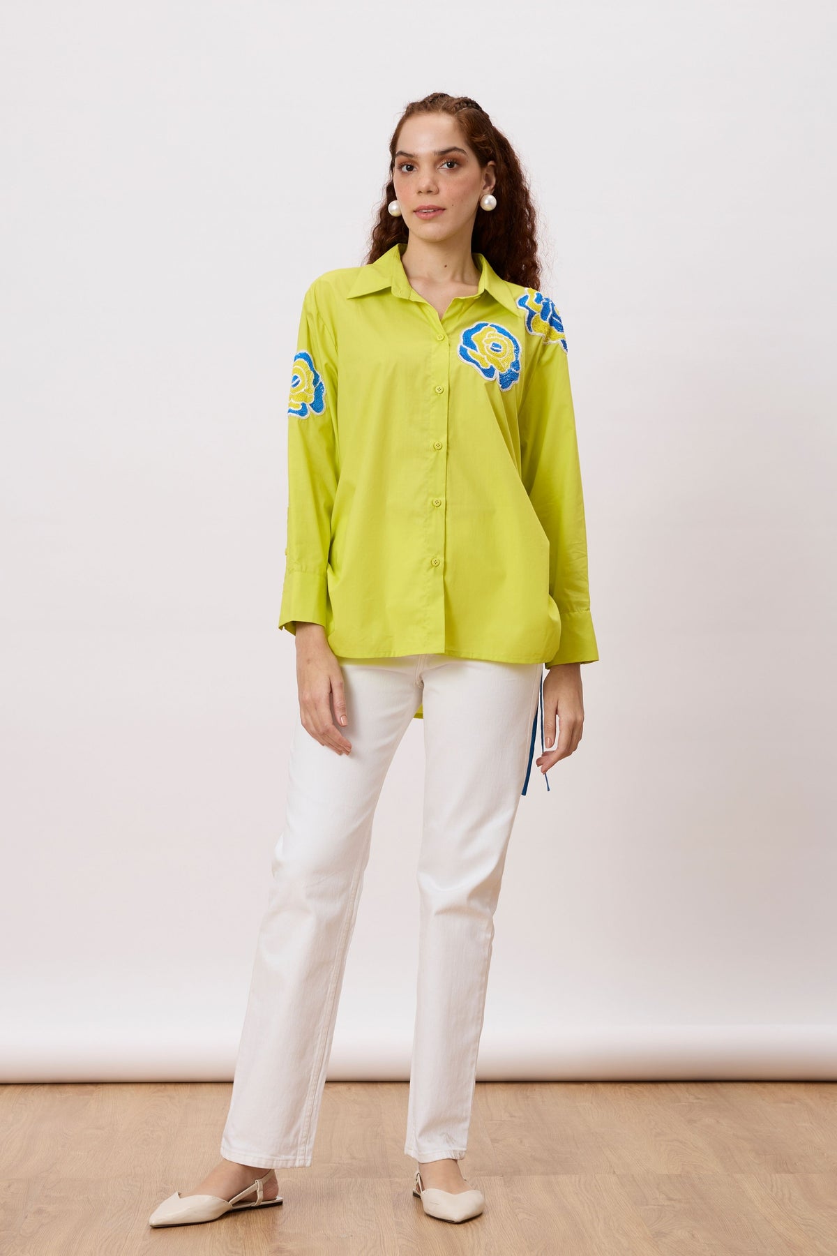 Eva Applique Sulphur Lime Shirt