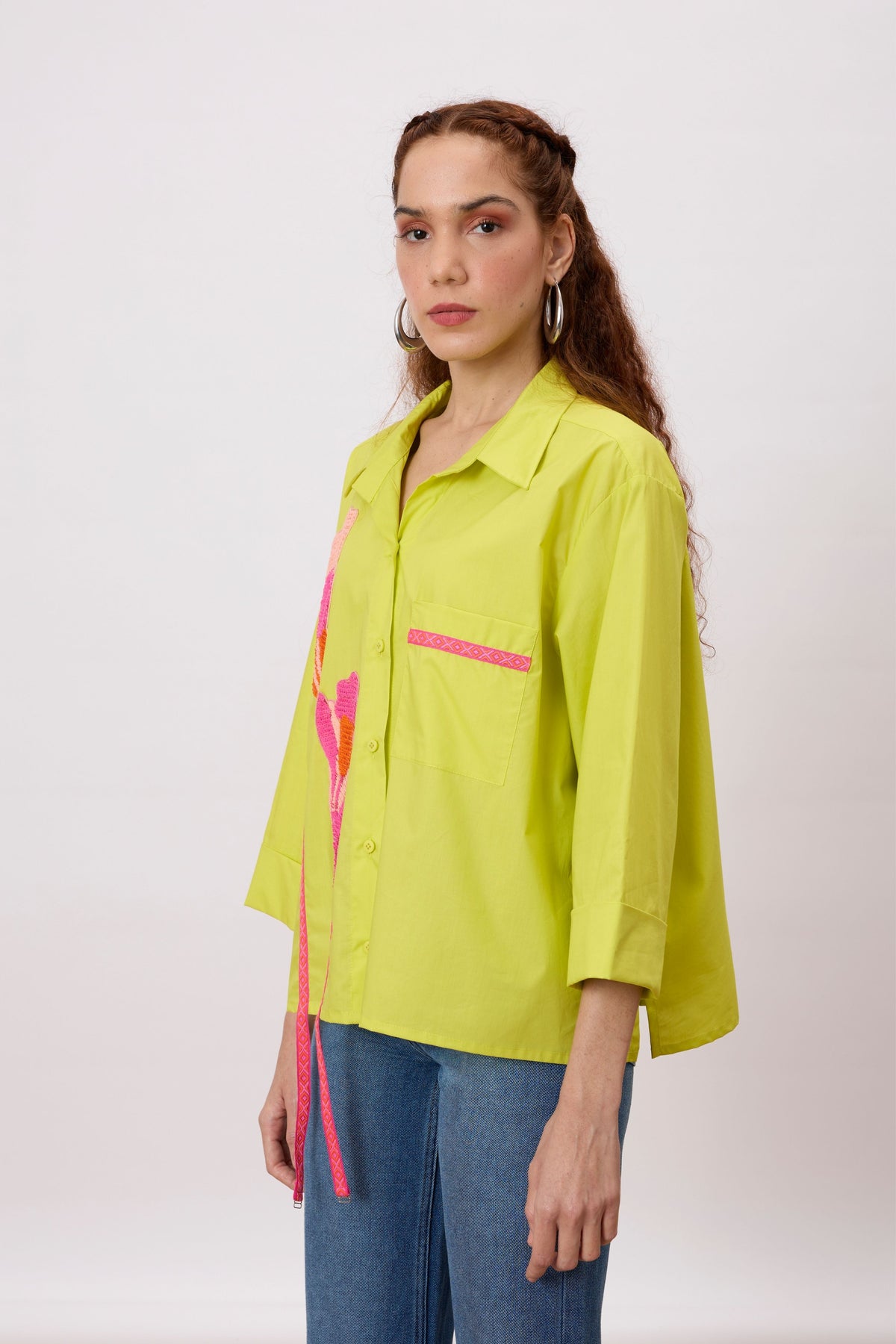 Anne Applique Sulphur Lime Shirt