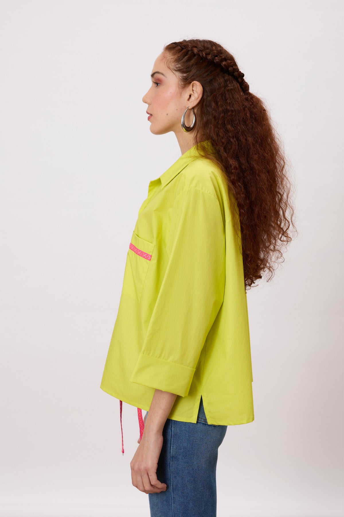 Anne Applique Sulphur Lime Shirt